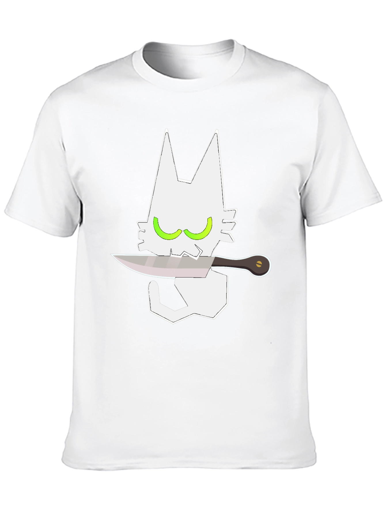 Cat With Knife Graphic Tee - Mens Black T-Shirt