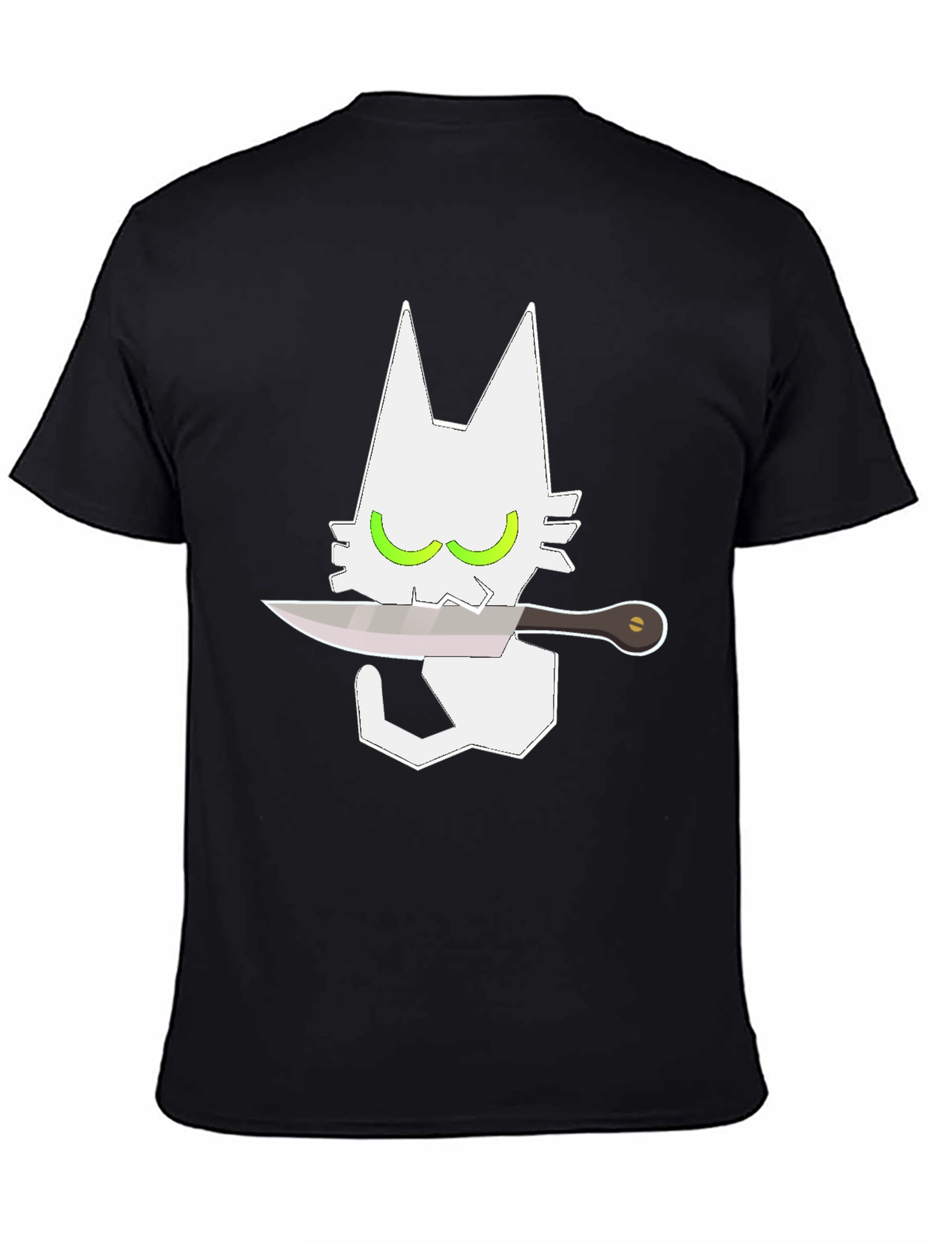 Cat With Knife Graphic Tee - Mens Black T-Shirt