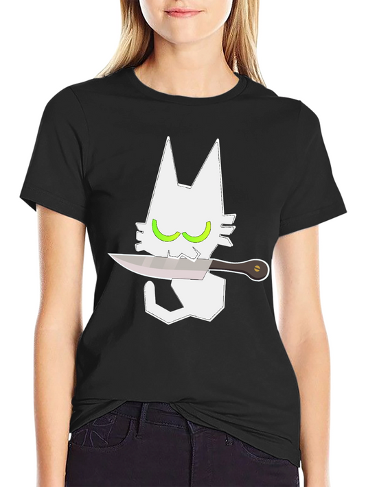Cat With Knife Graphic Tee - Mens Black T-Shirt