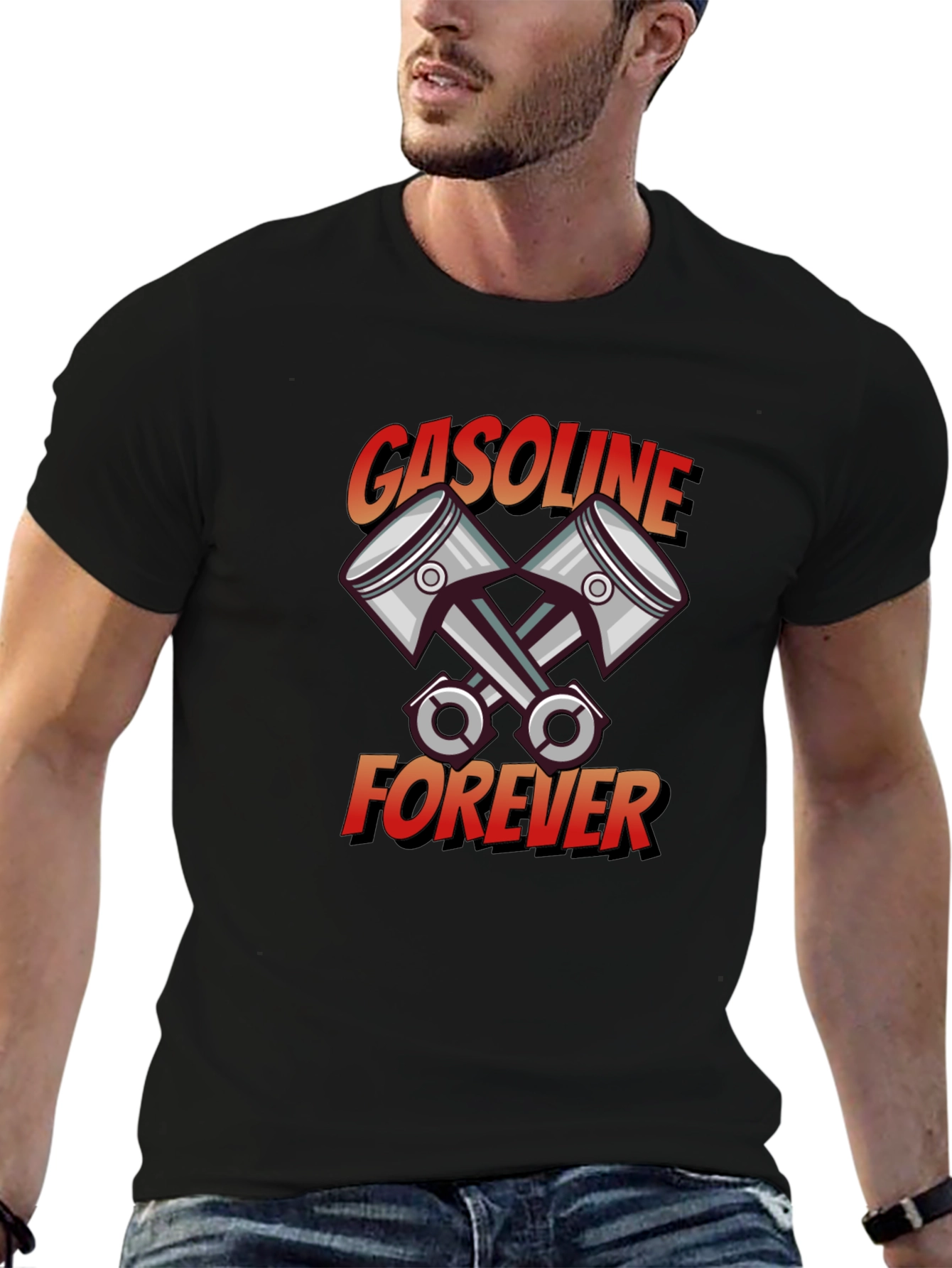 Gasoline Forever Black Graphic T-Shirt