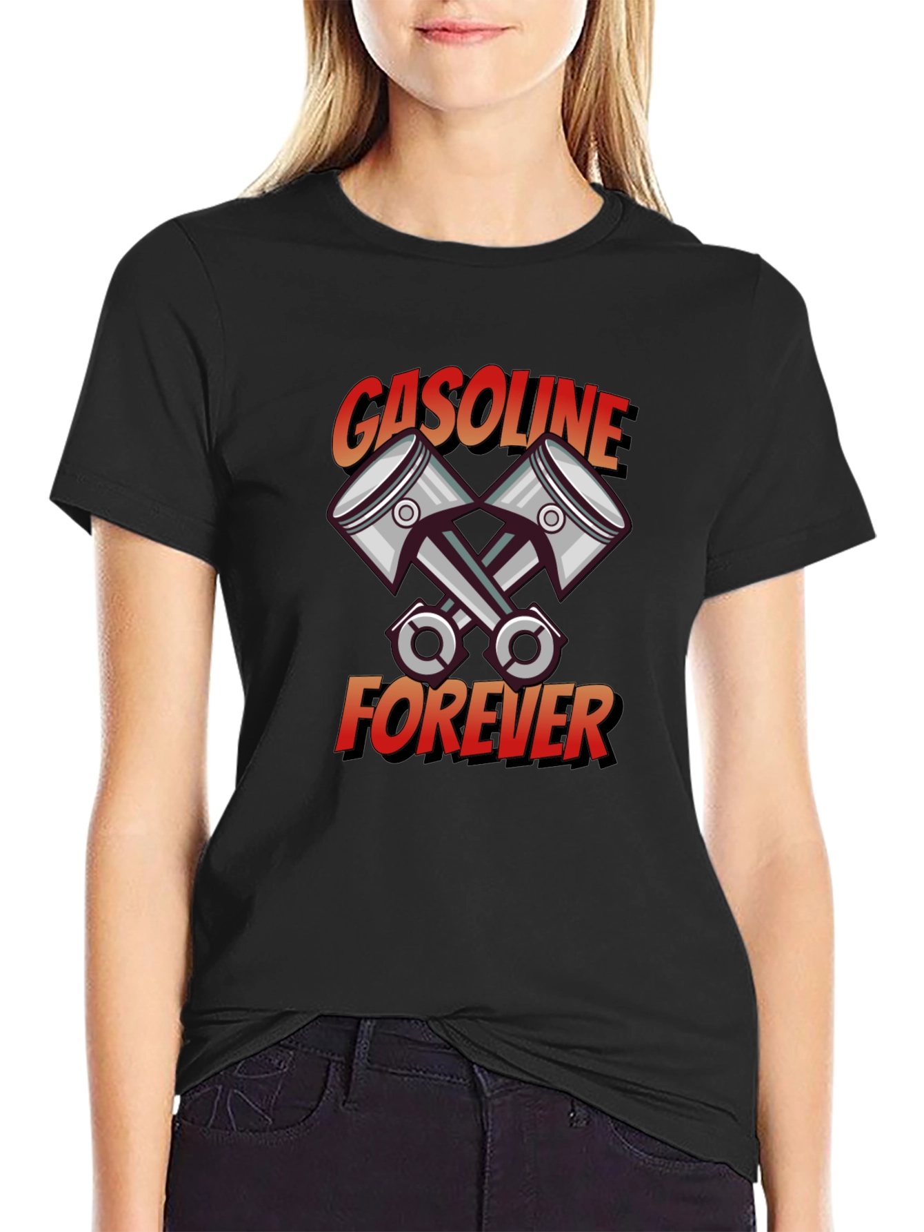 Gasoline Forever Black Graphic T-Shirt