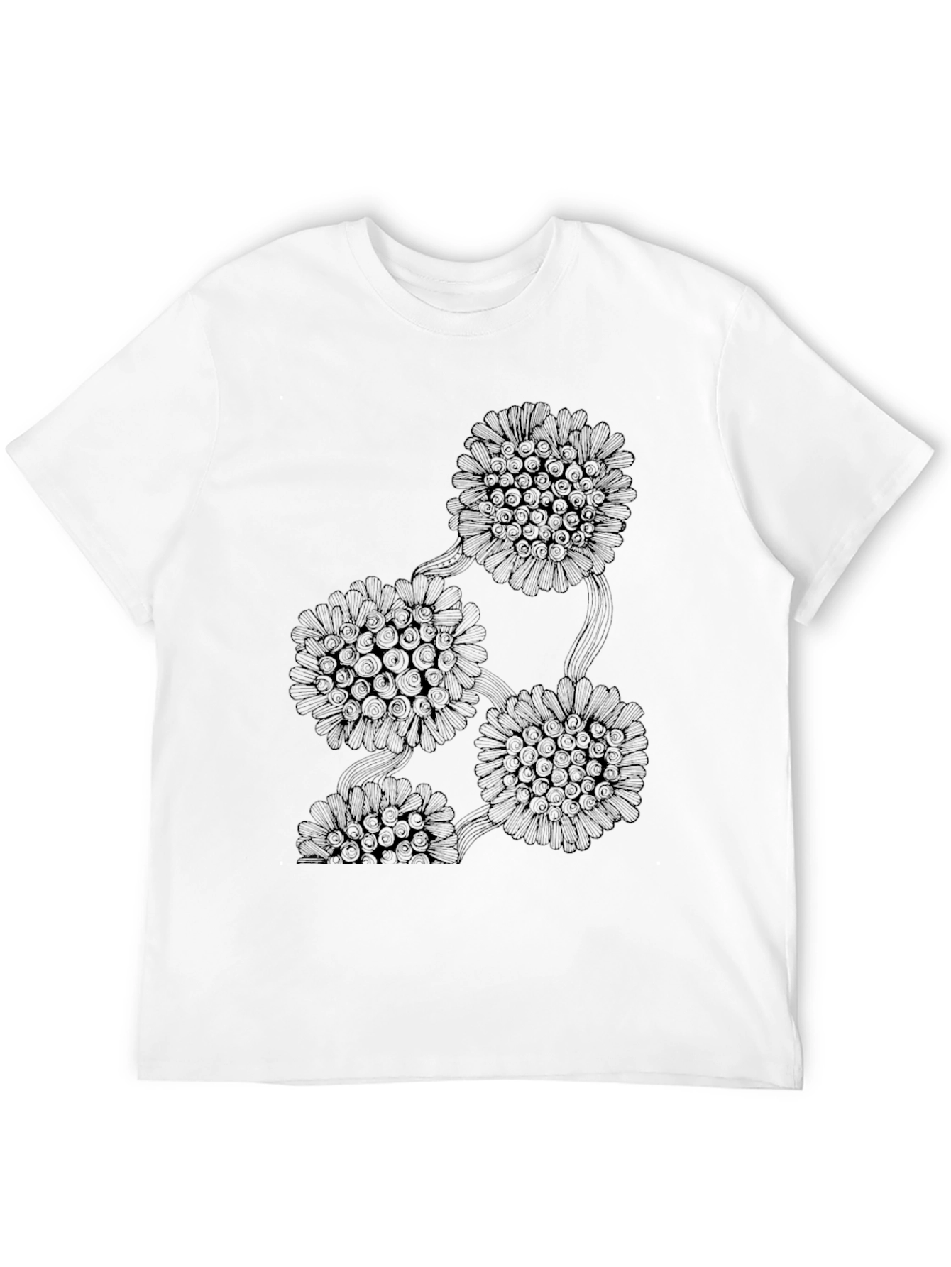 Modern Floral Graphic Black T-Shirt
