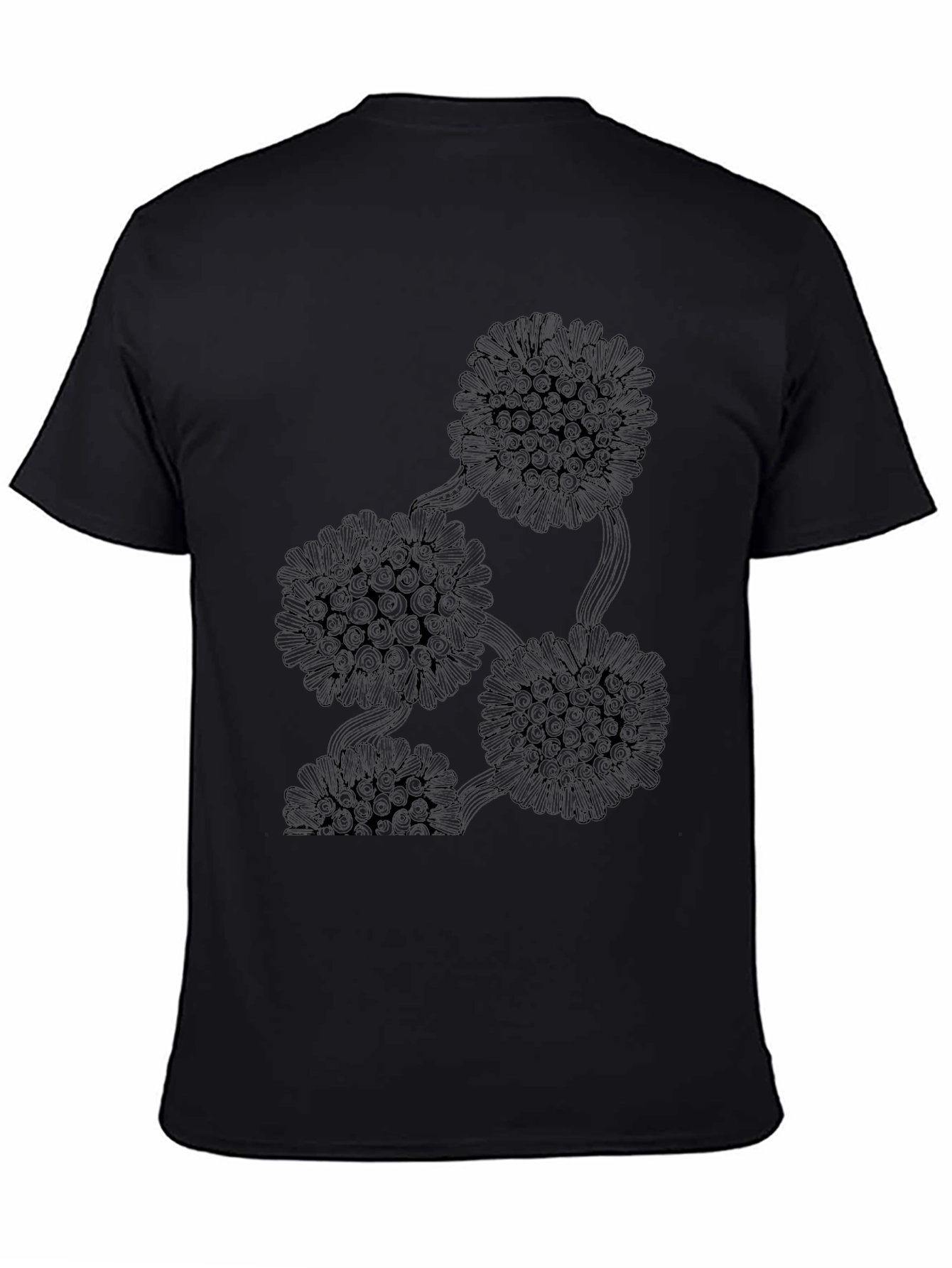 Modern Floral Graphic Black T-Shirt