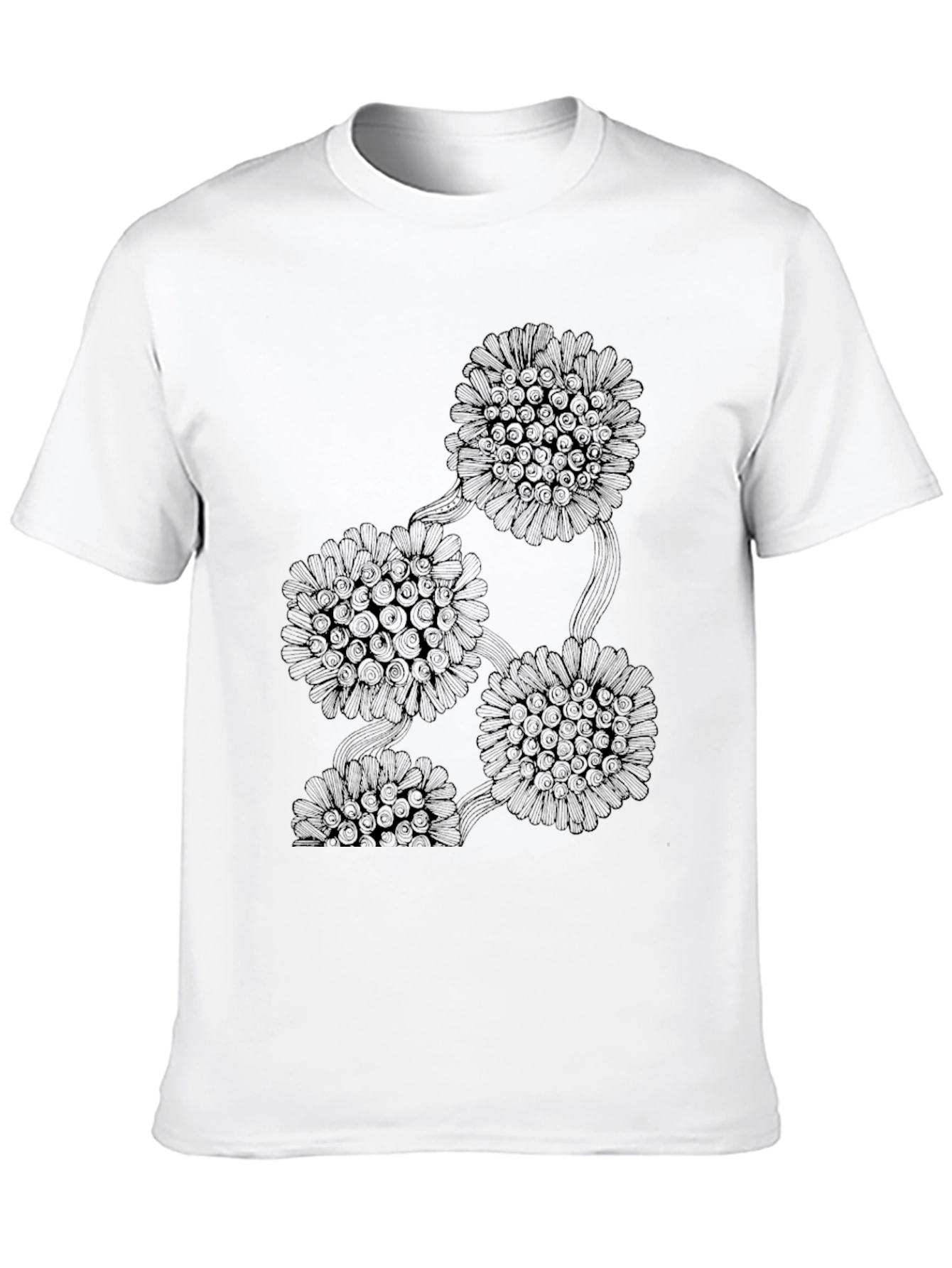 Modern Floral Graphic Black T-Shirt