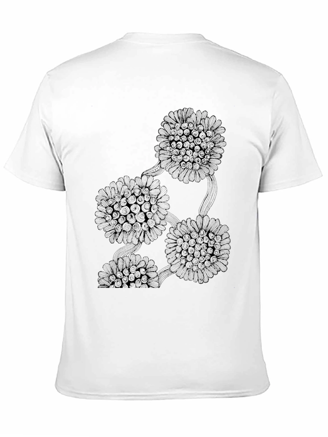 Modern Floral Graphic Black T-Shirt
