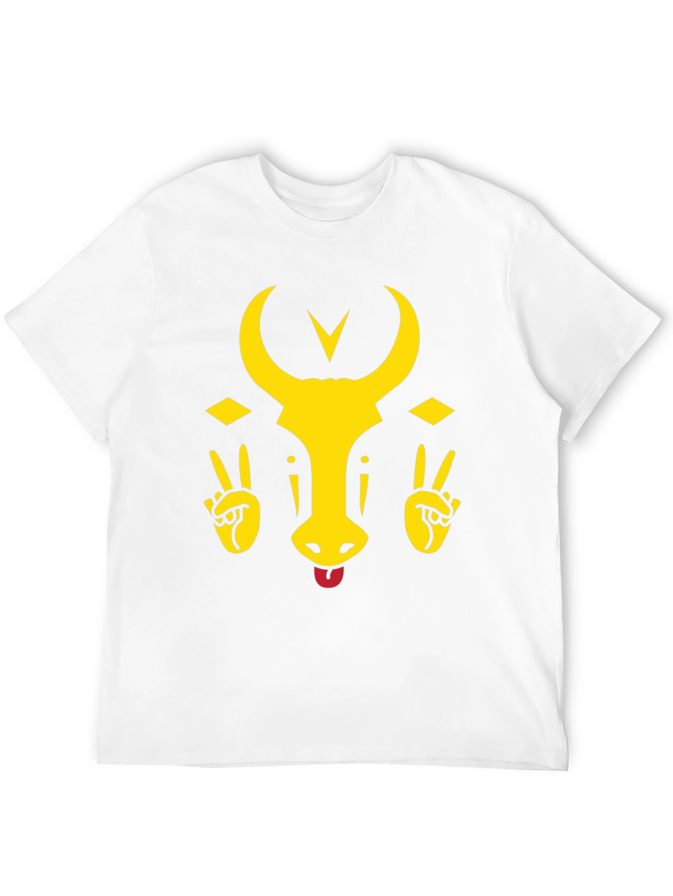 Funny Bull Tongue Out Graphic T-Shirt - Black