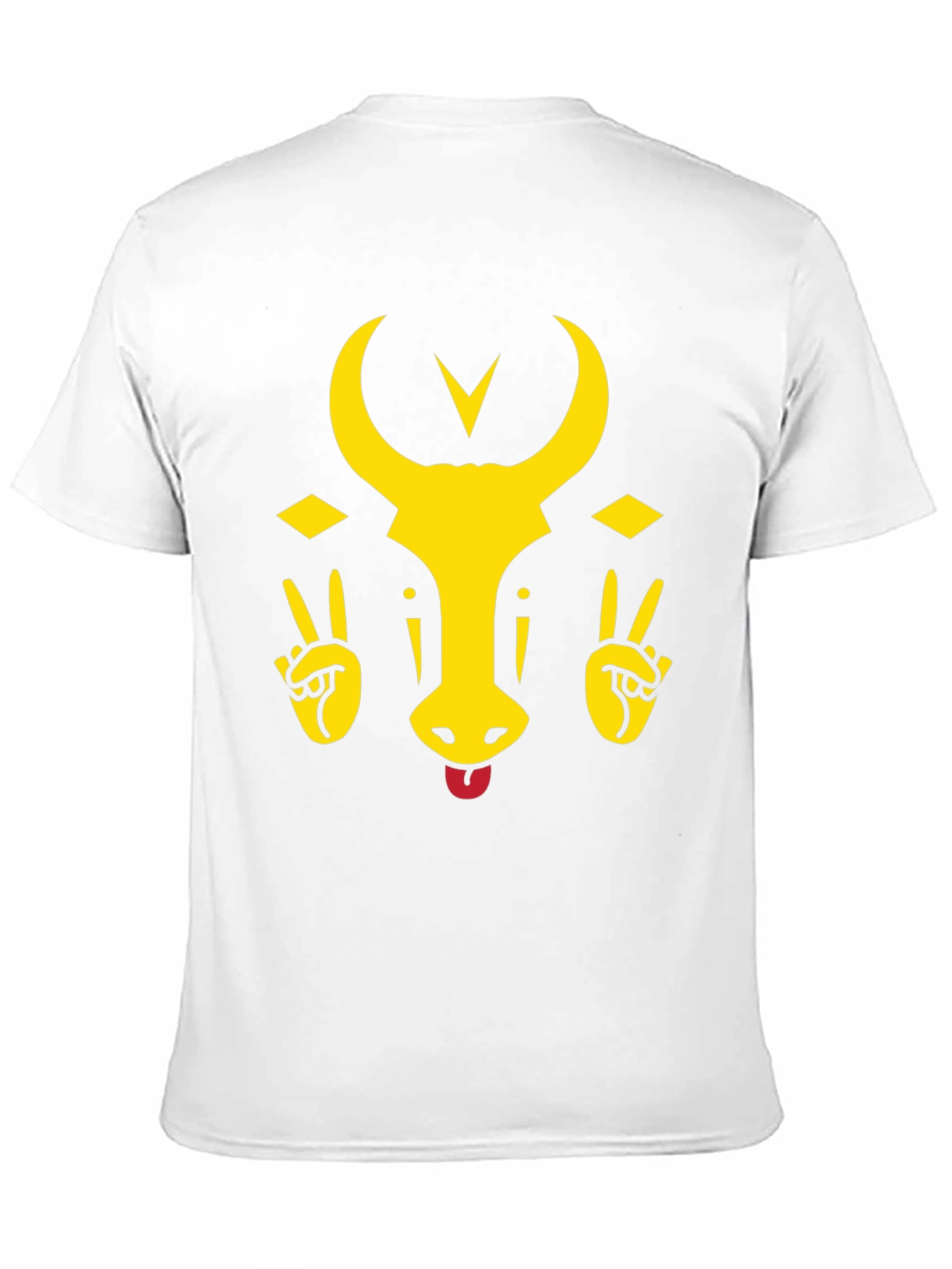 Funny Bull Tongue Out Graphic T-Shirt - Black