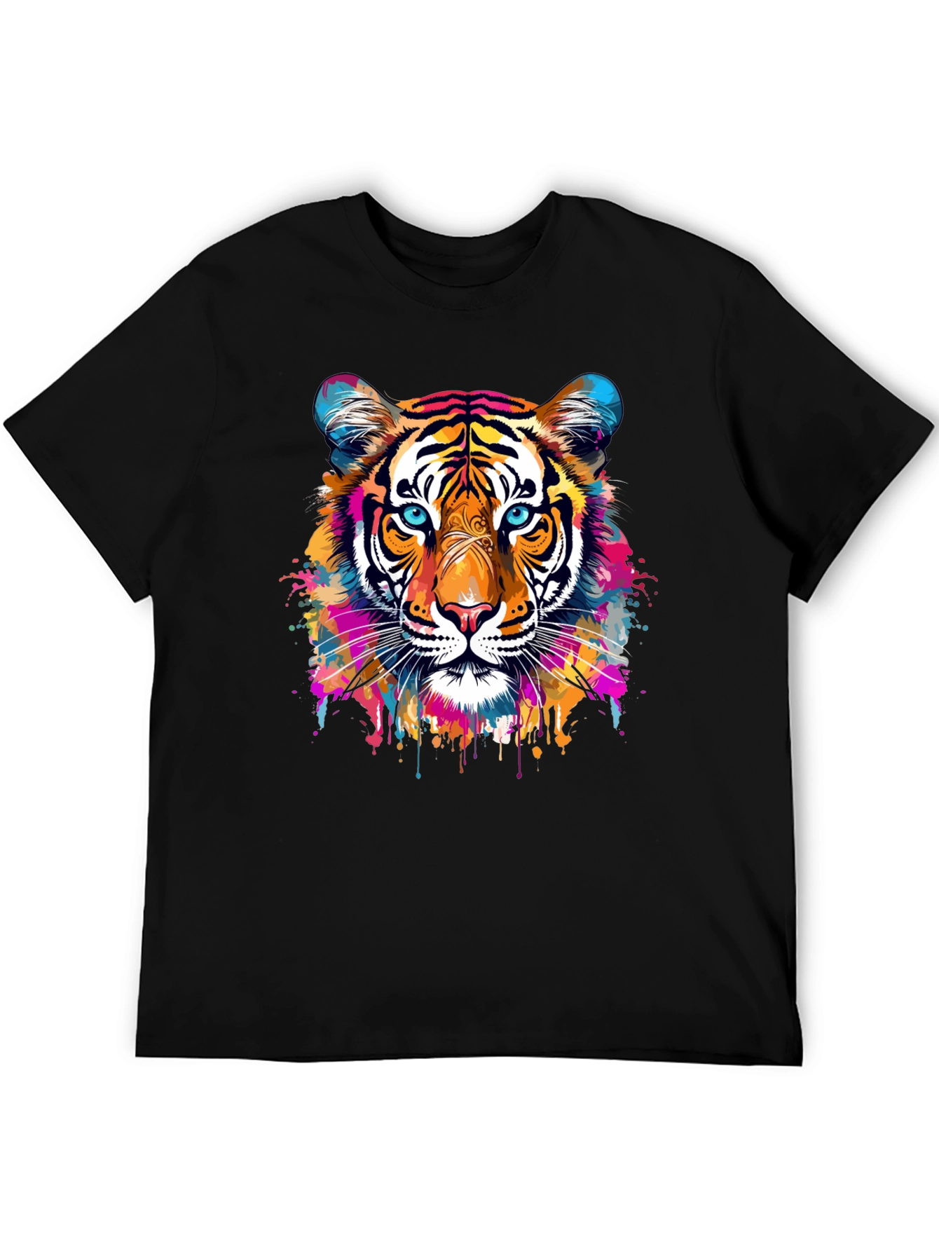 Vibrant Tiger Graphic Black T-Shirt
