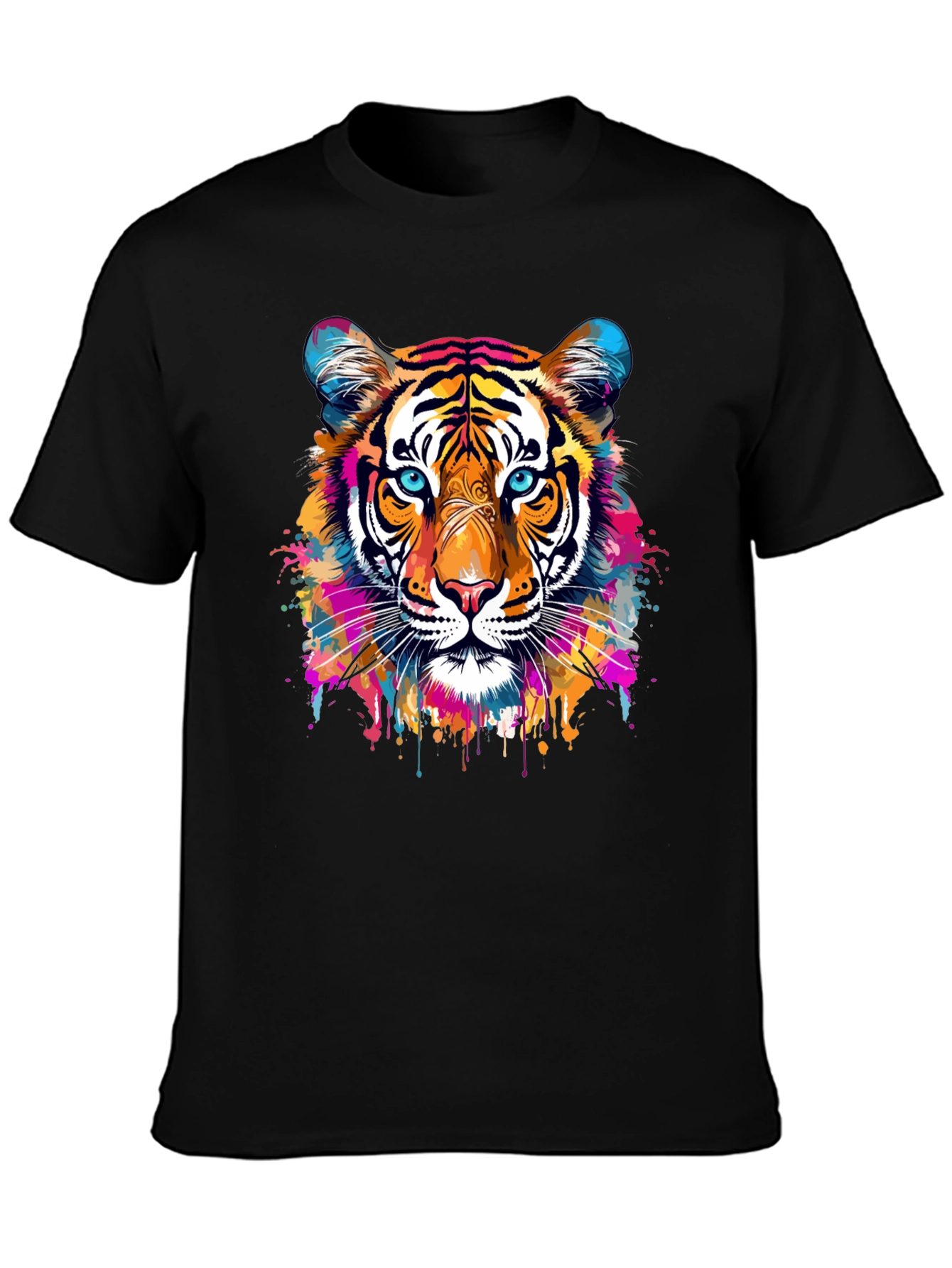 Vibrant Tiger Graphic Black T-Shirt
