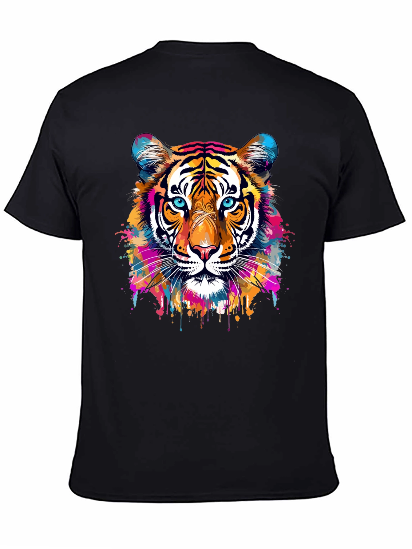 Vibrant Tiger Graphic Black T-Shirt