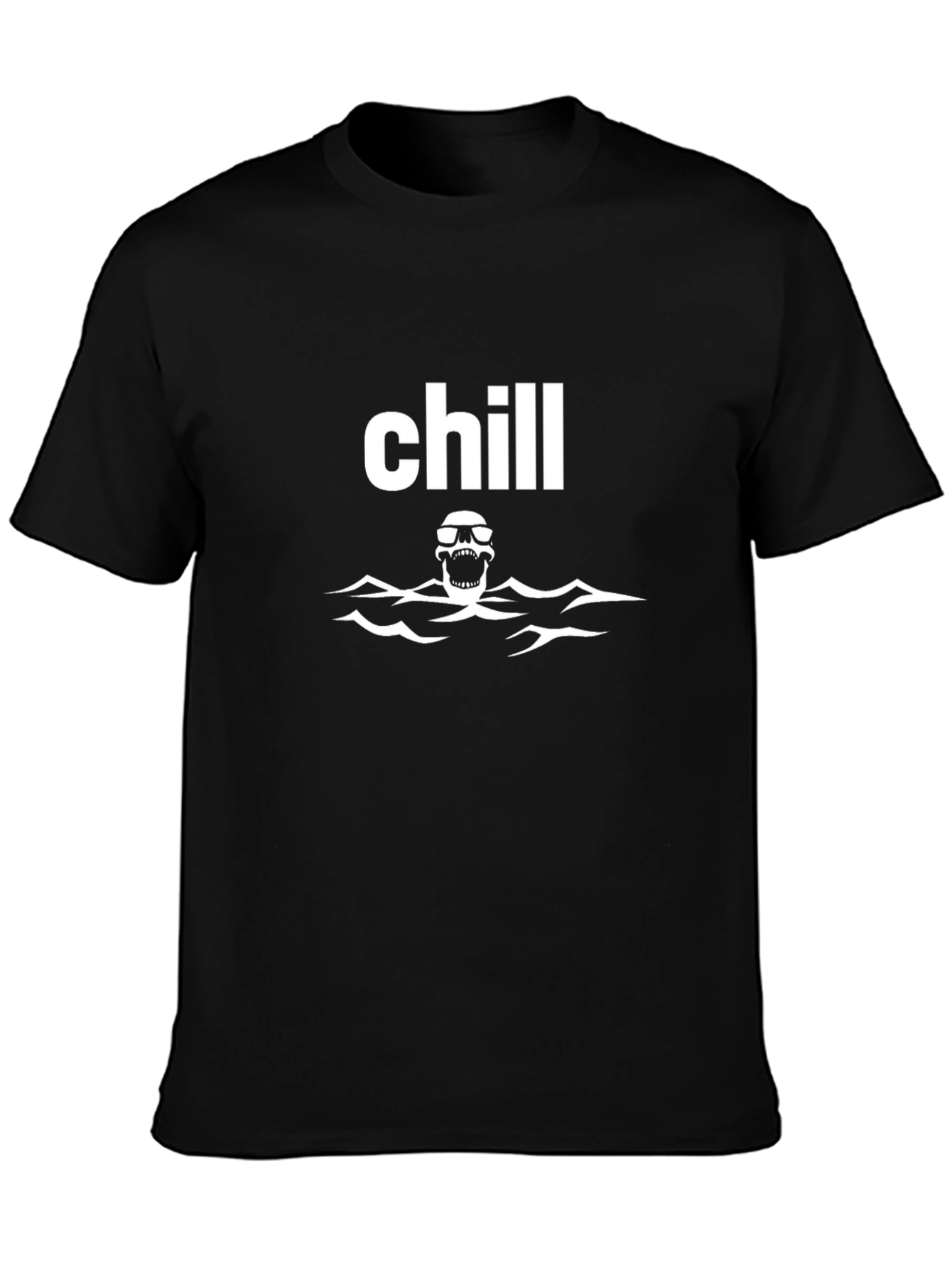 Chill Skull Graphic Tee - Black Cotton T-Shirt