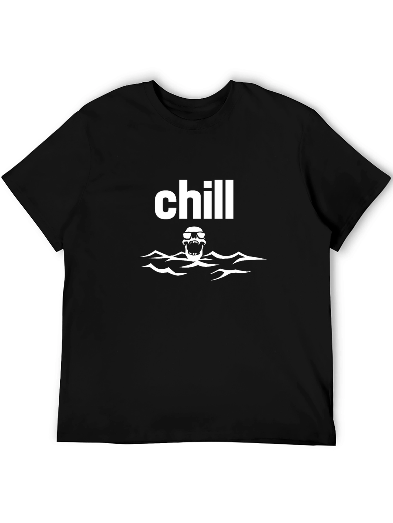 Chill Skull Graphic Tee - Black Cotton T-Shirt