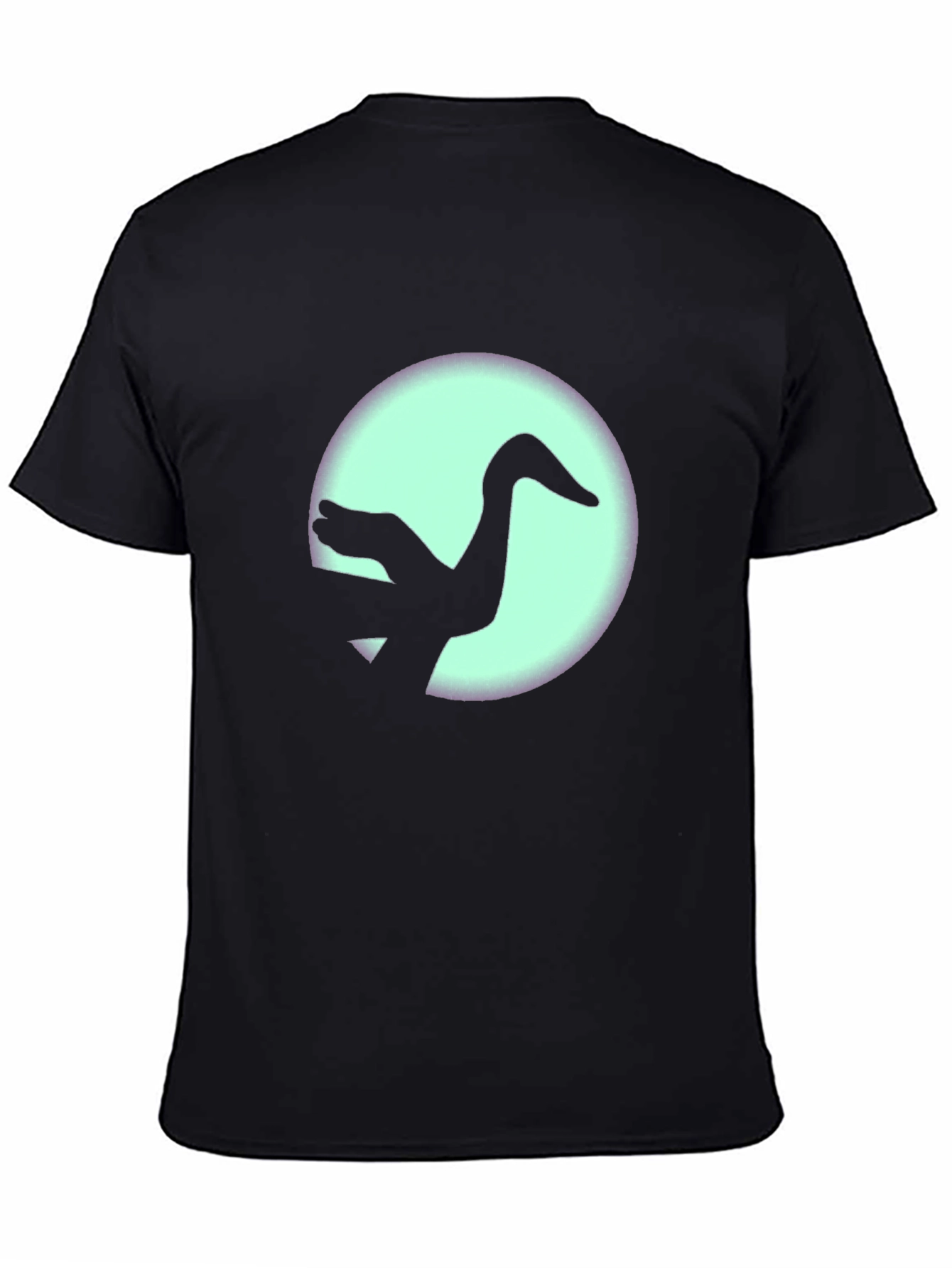 Black T-Shirt with Crane Silhouette Graphic Print