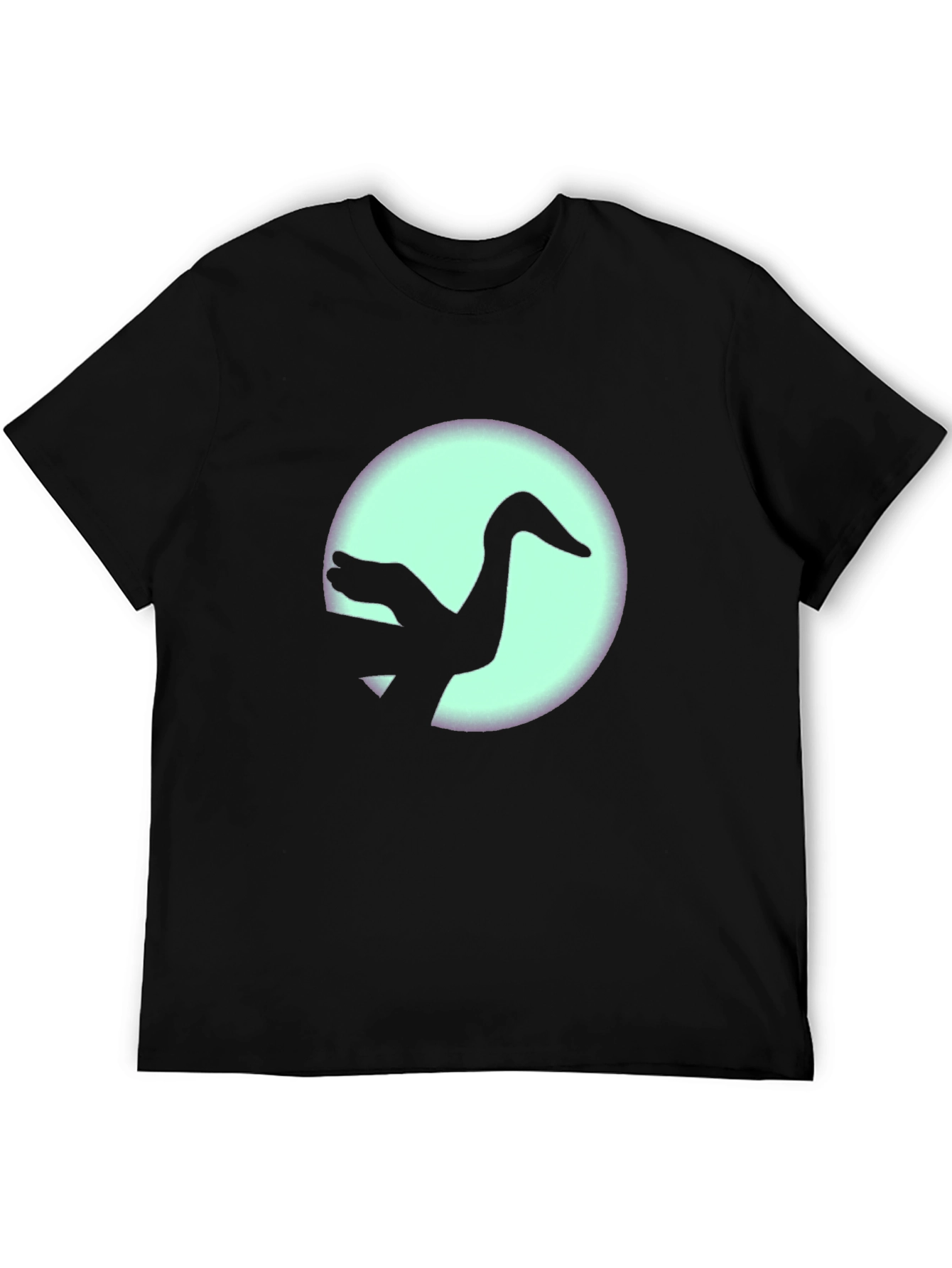 Black T-Shirt with Crane Silhouette Graphic Print