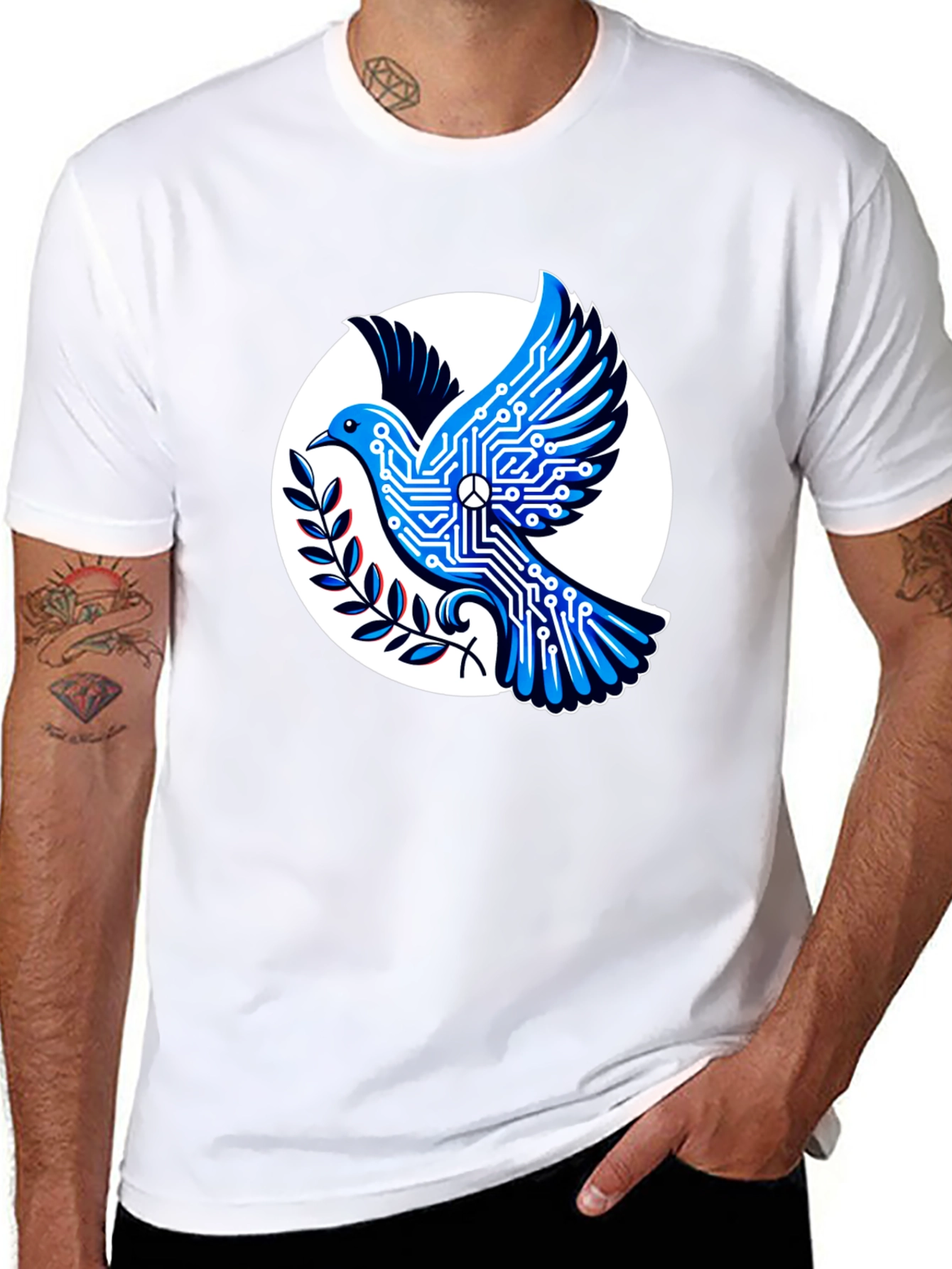 Tech Peace Dove Black T-Shirt
