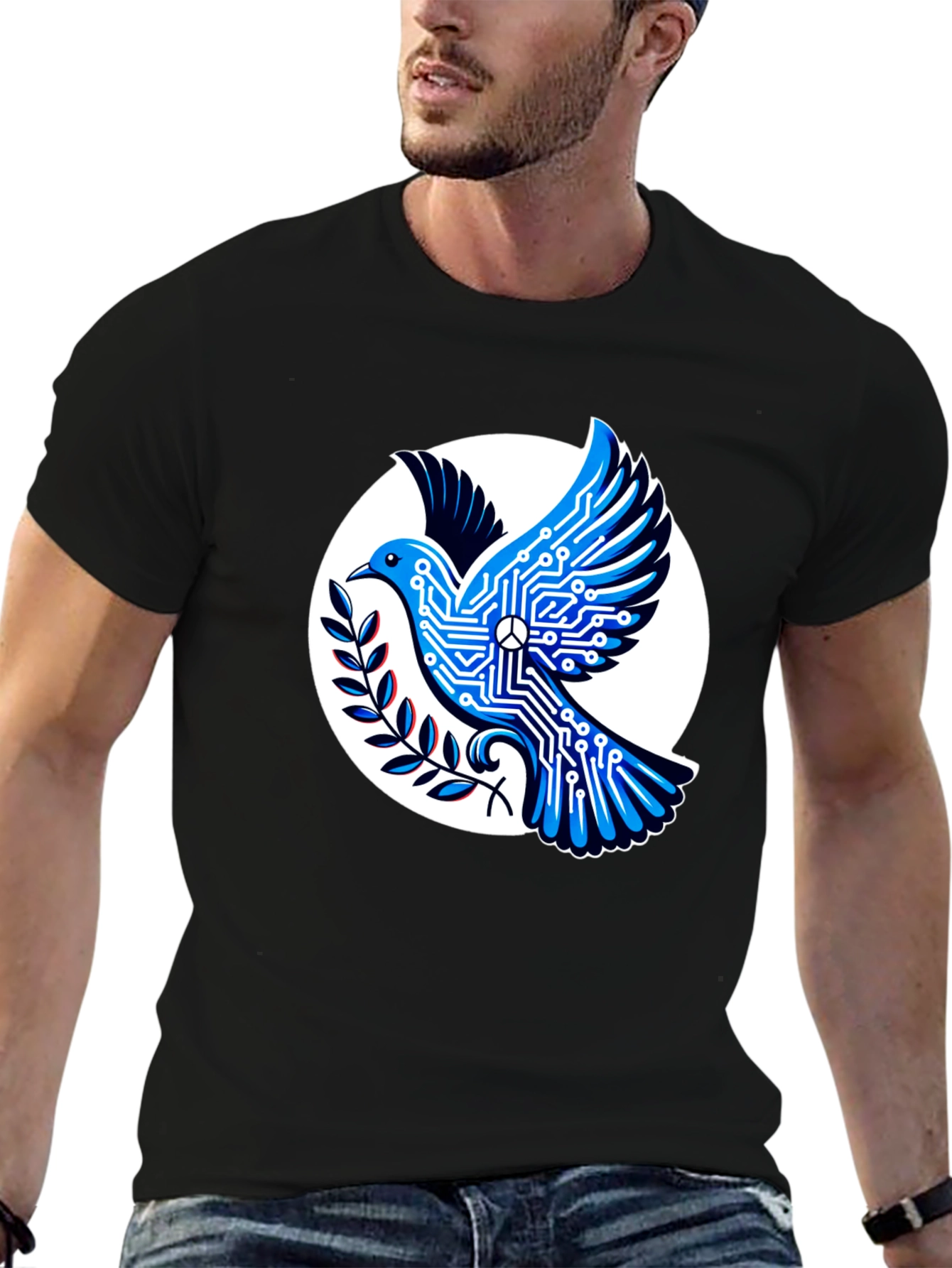 Tech Peace Dove Black T-Shirt