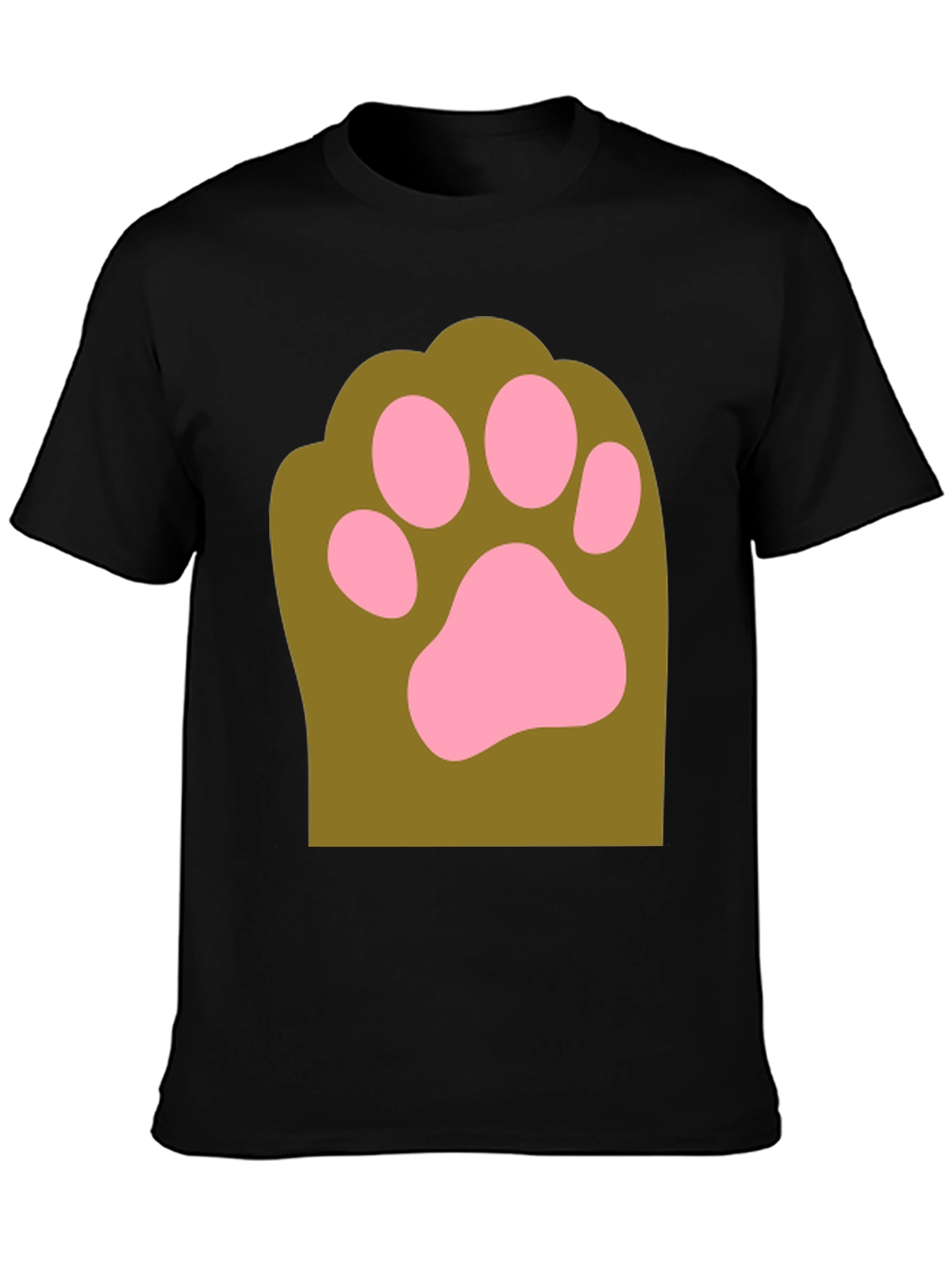 Cute Paw Print Graphic Tee - Mens Black T-Shirt
