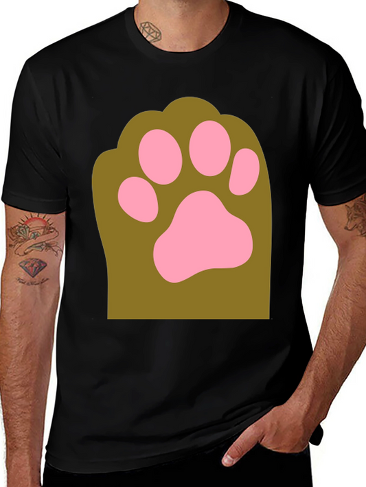 Cute Paw Print Graphic Tee - Mens Black T-Shirt