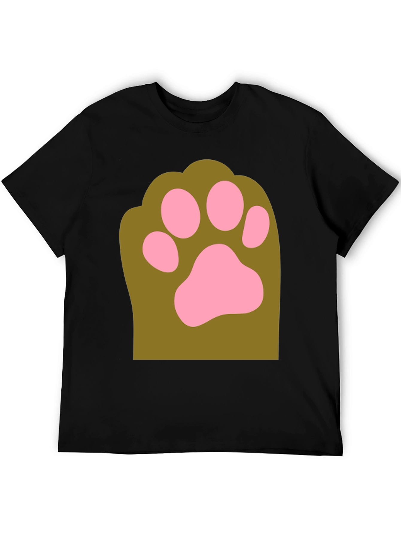 Cute Paw Print Graphic Tee - Mens Black T-Shirt