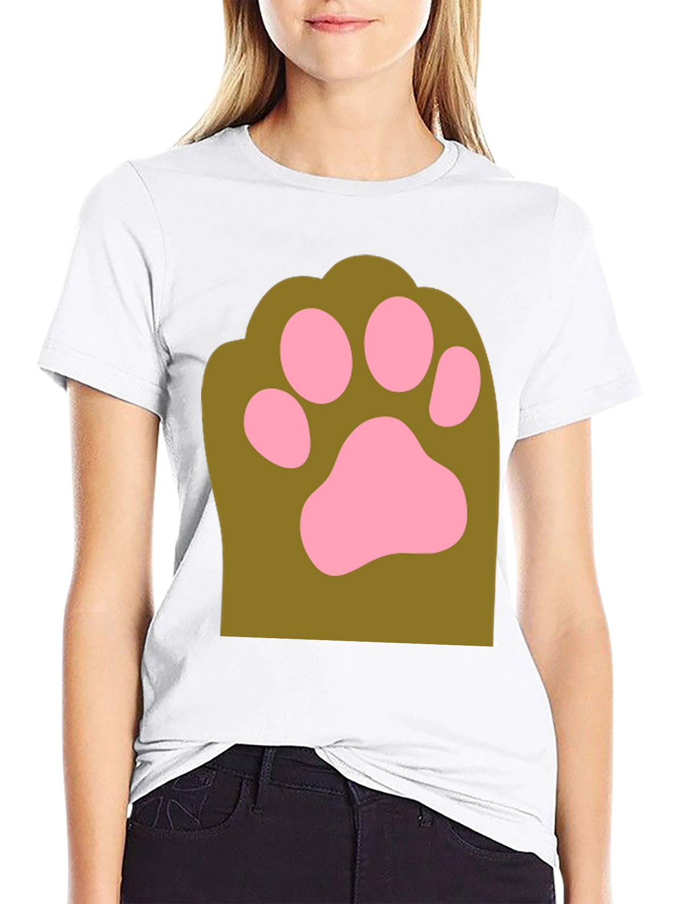 Cute Paw Print Graphic Tee - Mens Black T-Shirt