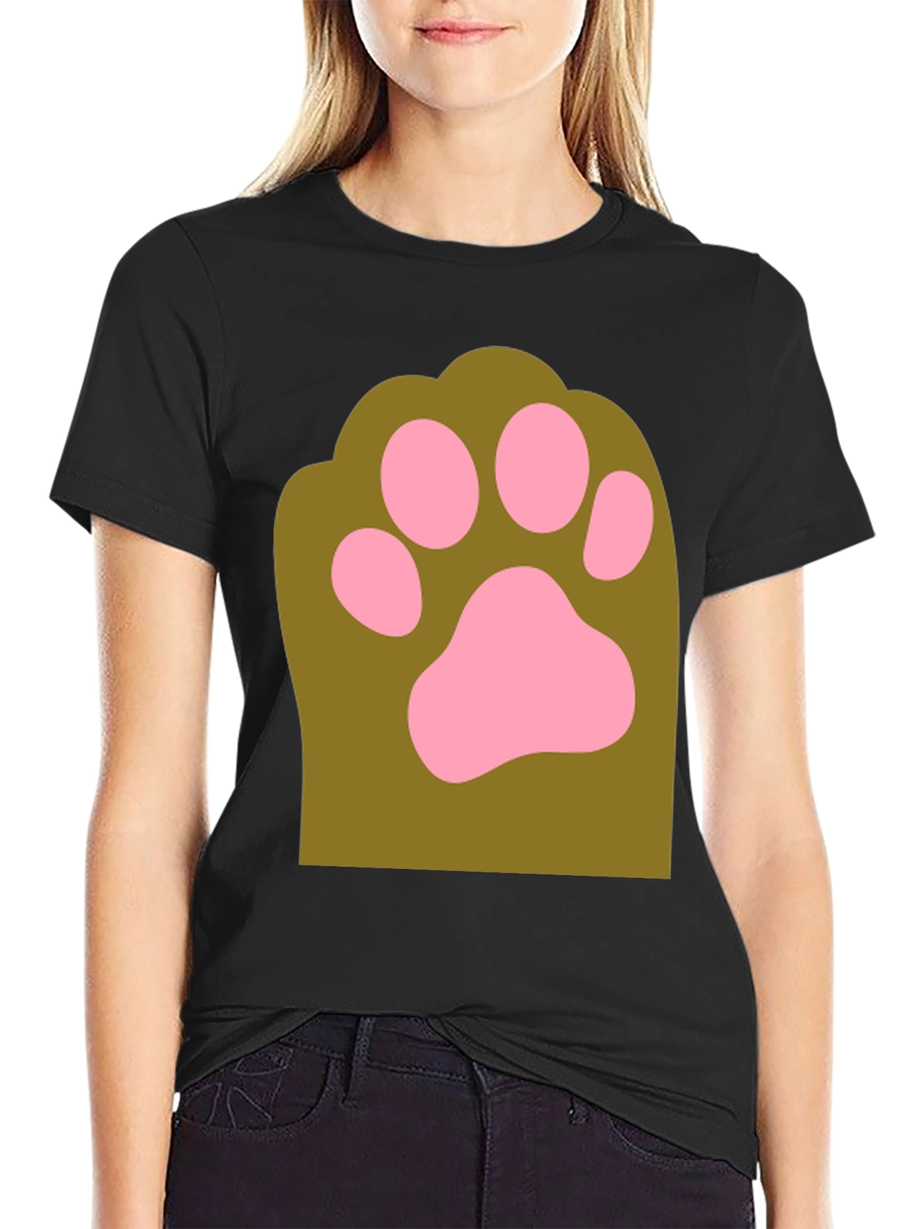 Cute Paw Print Graphic Tee - Mens Black T-Shirt