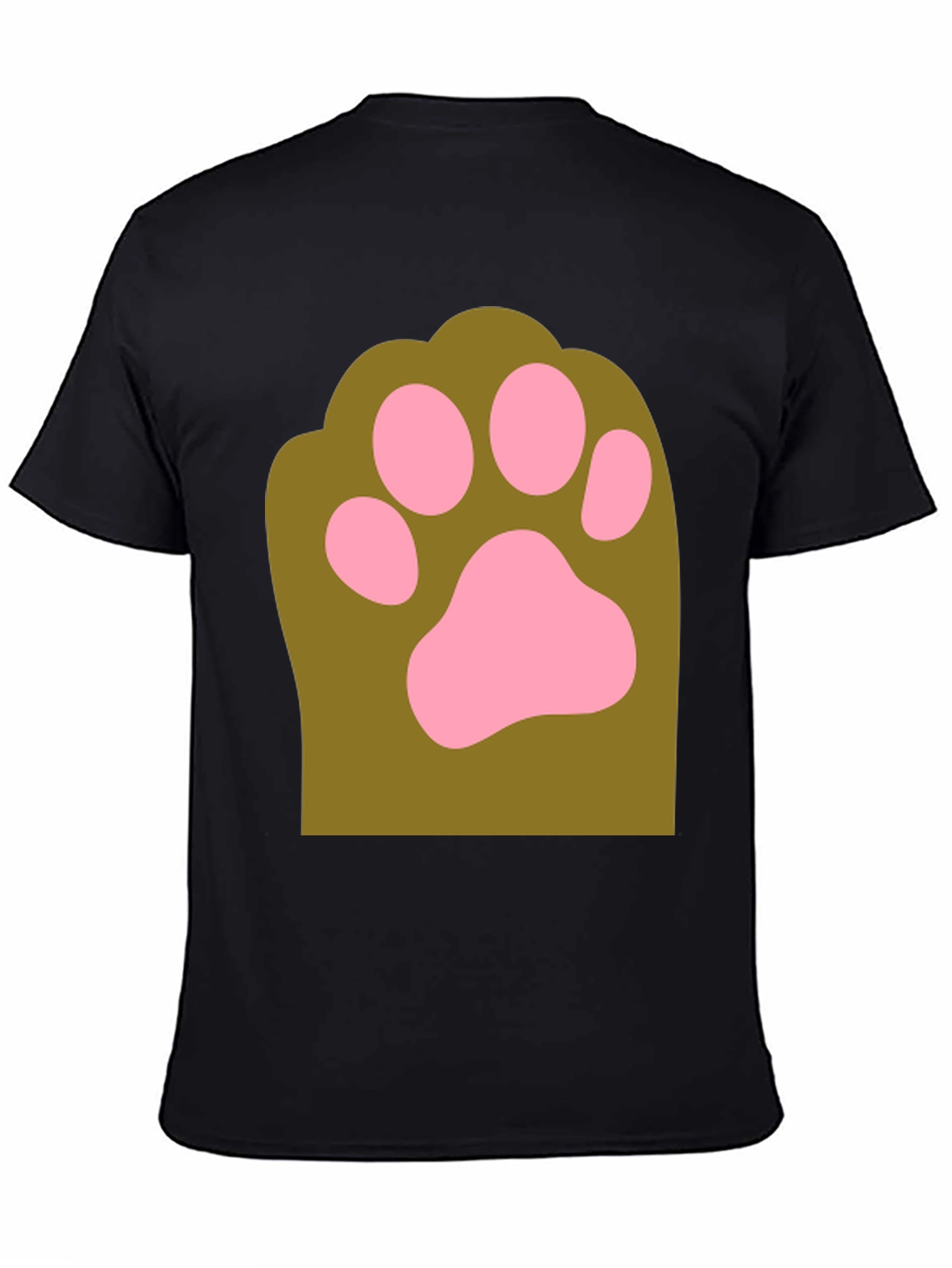 Cute Paw Print Graphic Tee - Mens Black T-Shirt
