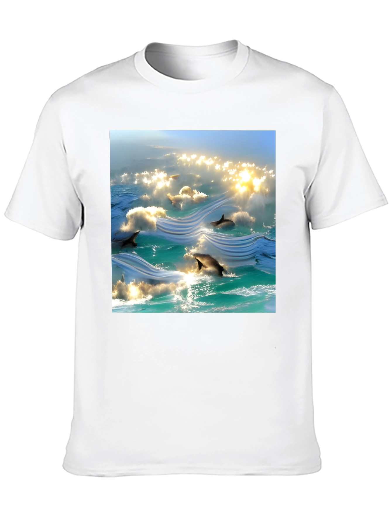 Ocean Dolphins T-Shirt - Black Cotton Tee