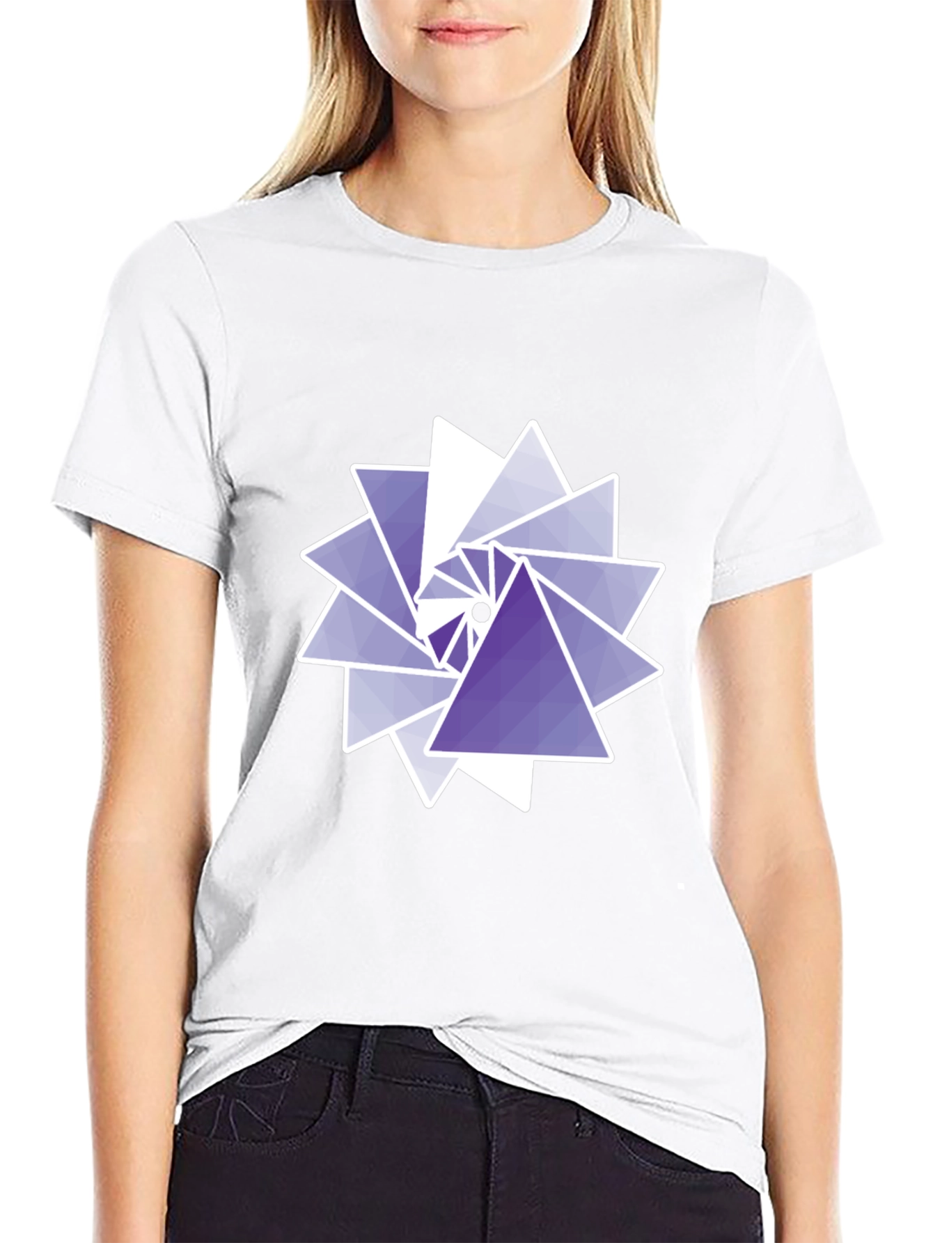 Geometric Triangle Swirl Graphic Tee - Modern Design
