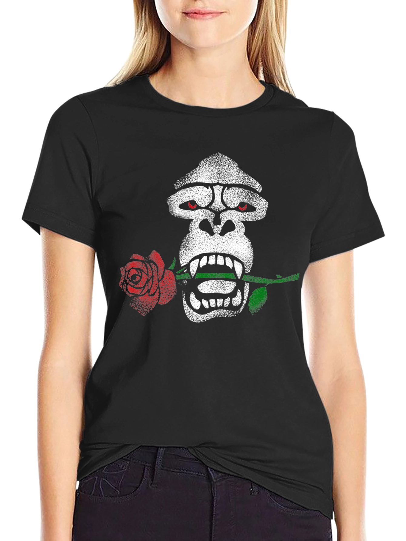 Gorilla Rose Graphic Tee - Mens Black T-Shirt