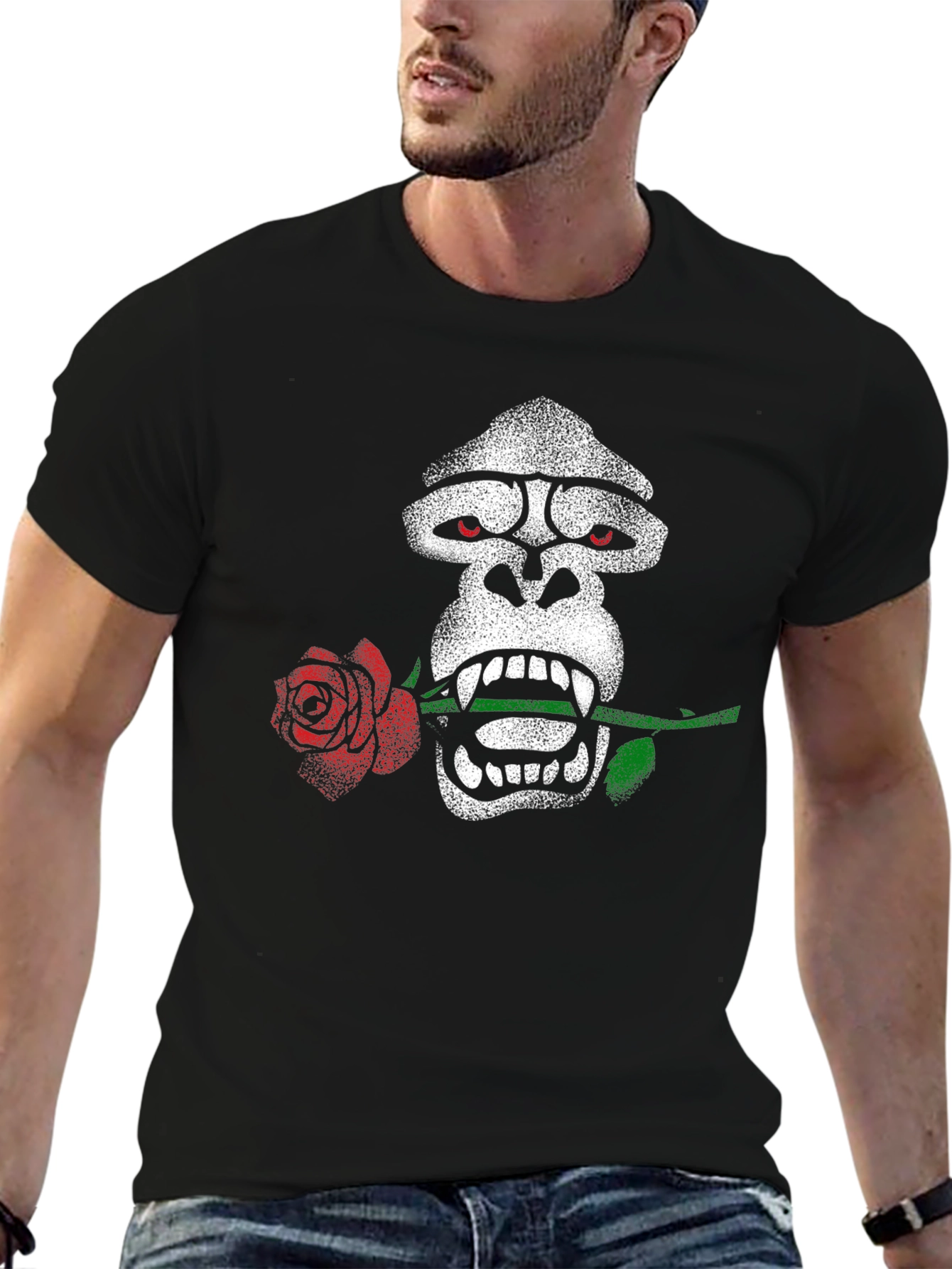 Gorilla Rose Graphic Tee - Mens Black T-Shirt