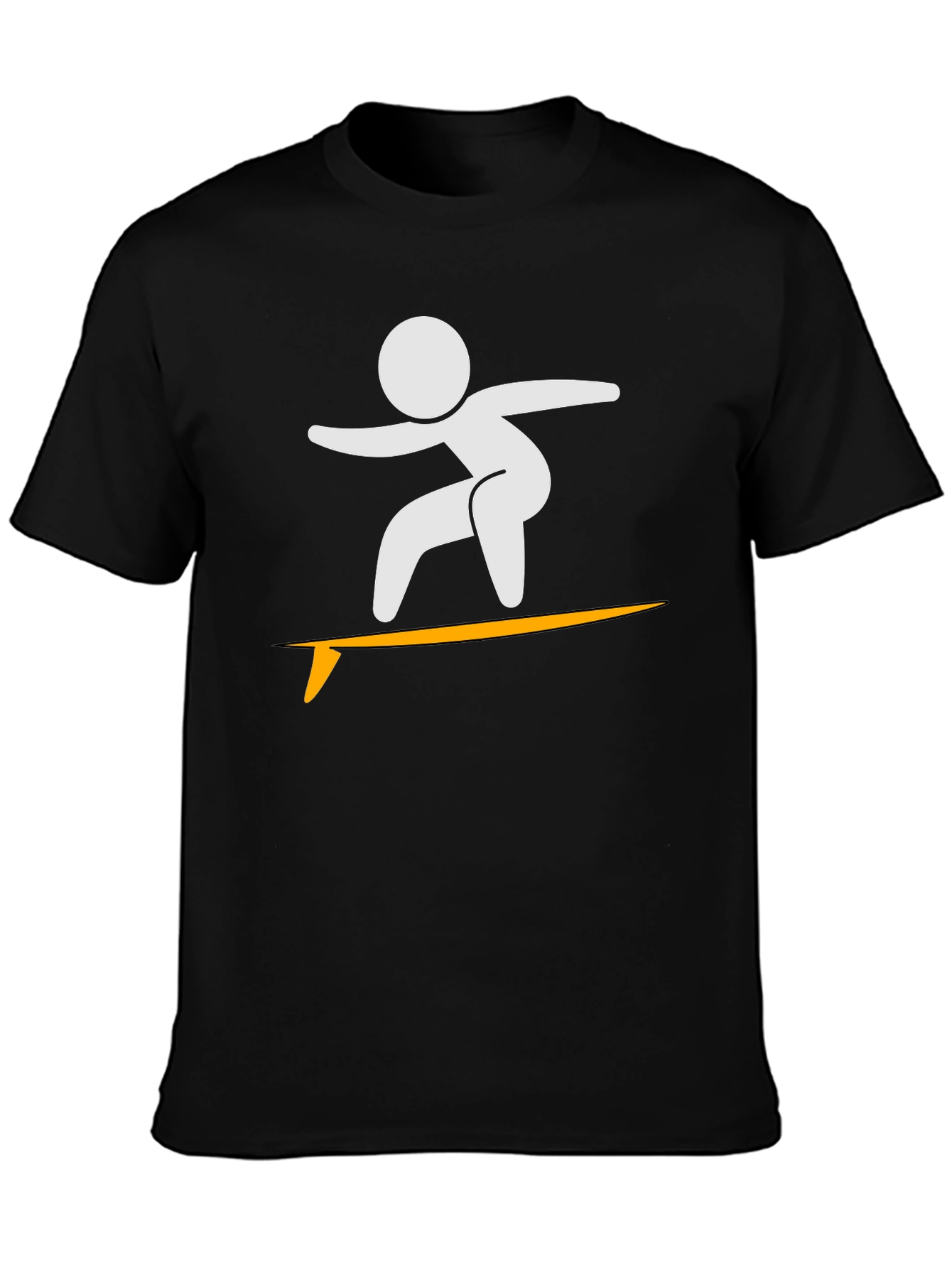 Surfer Stick Figure Black T-Shirt