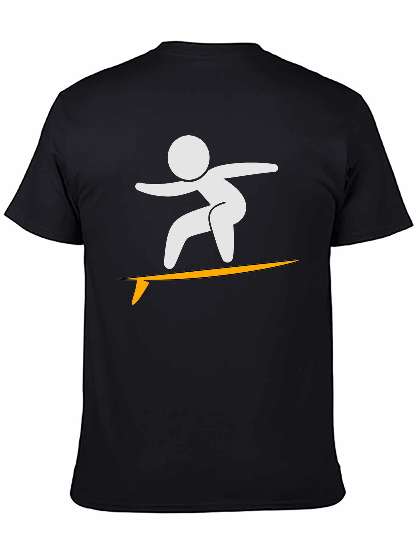 Surfer Stick Figure Black T-Shirt