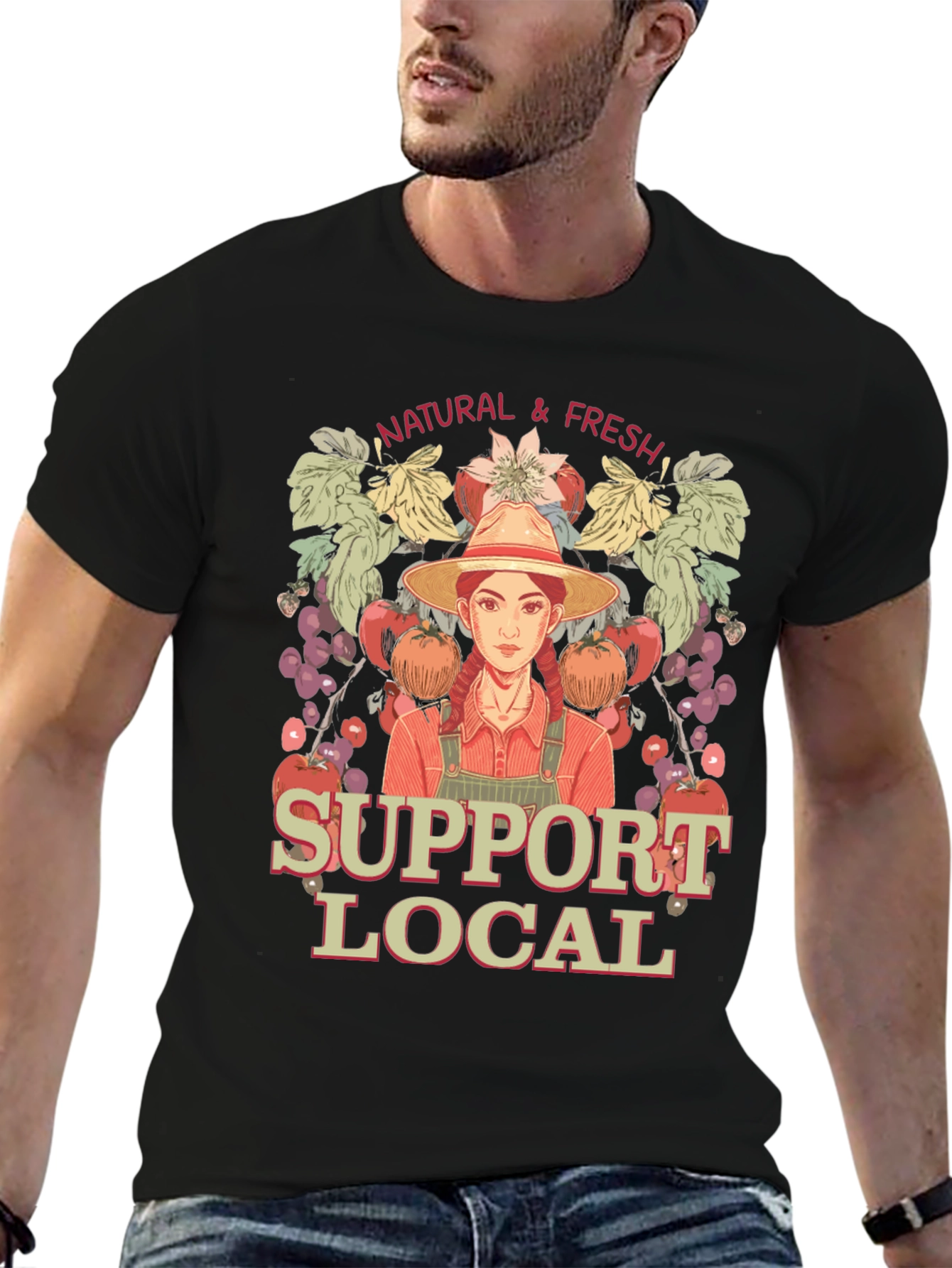 Support Local Farmers T-Shirt - Natural & Fresh