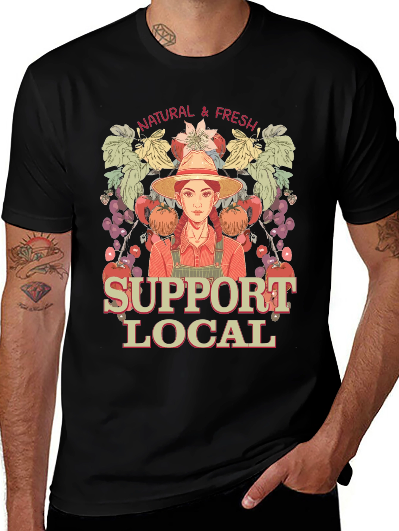 Support Local Farmers T-Shirt - Natural & Fresh