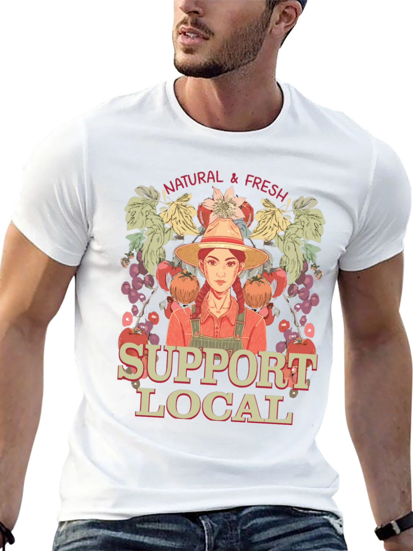 Support Local Farmers T-Shirt - Natural & Fresh