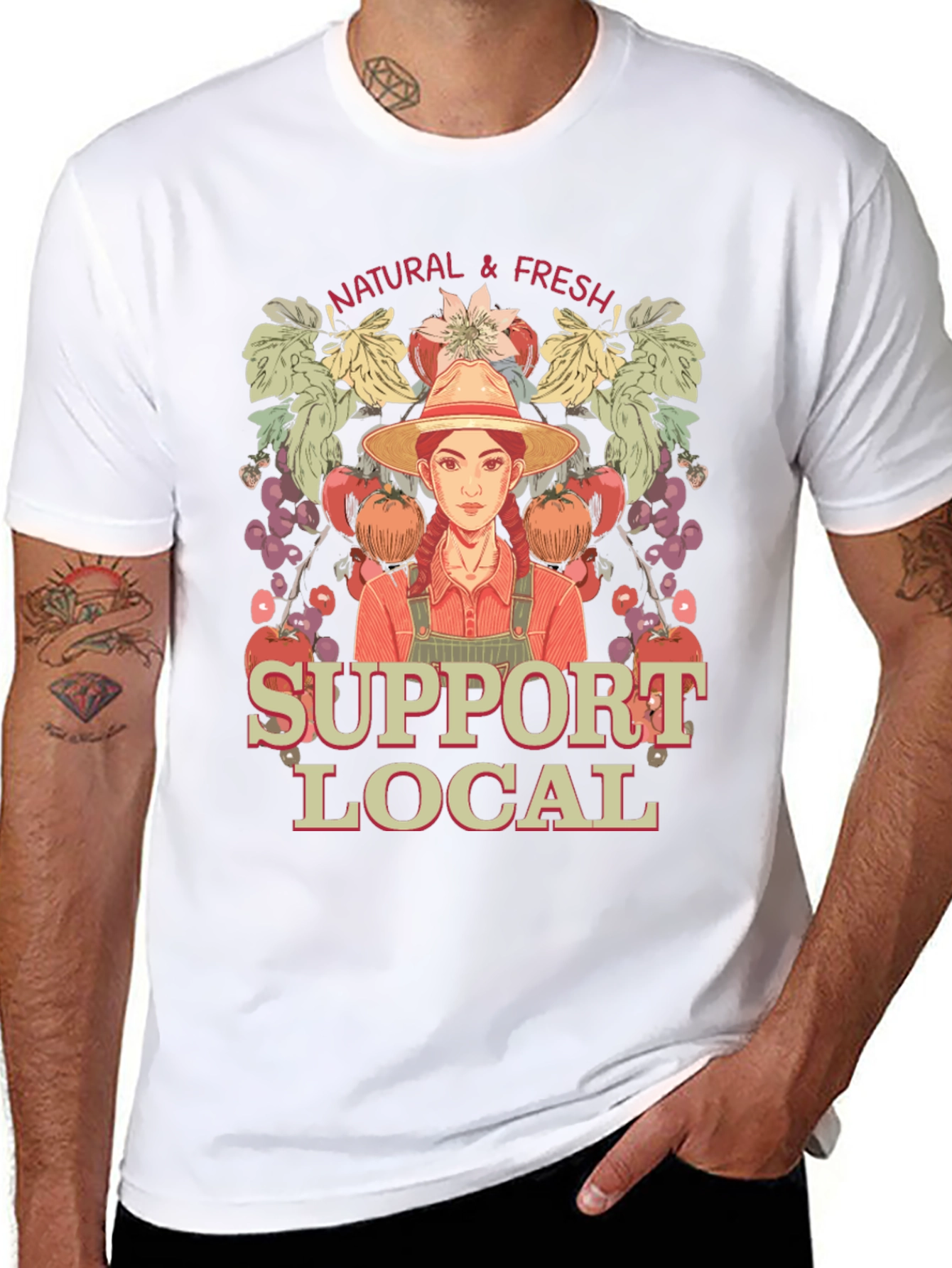 Support Local Farmers T-Shirt - Natural & Fresh
