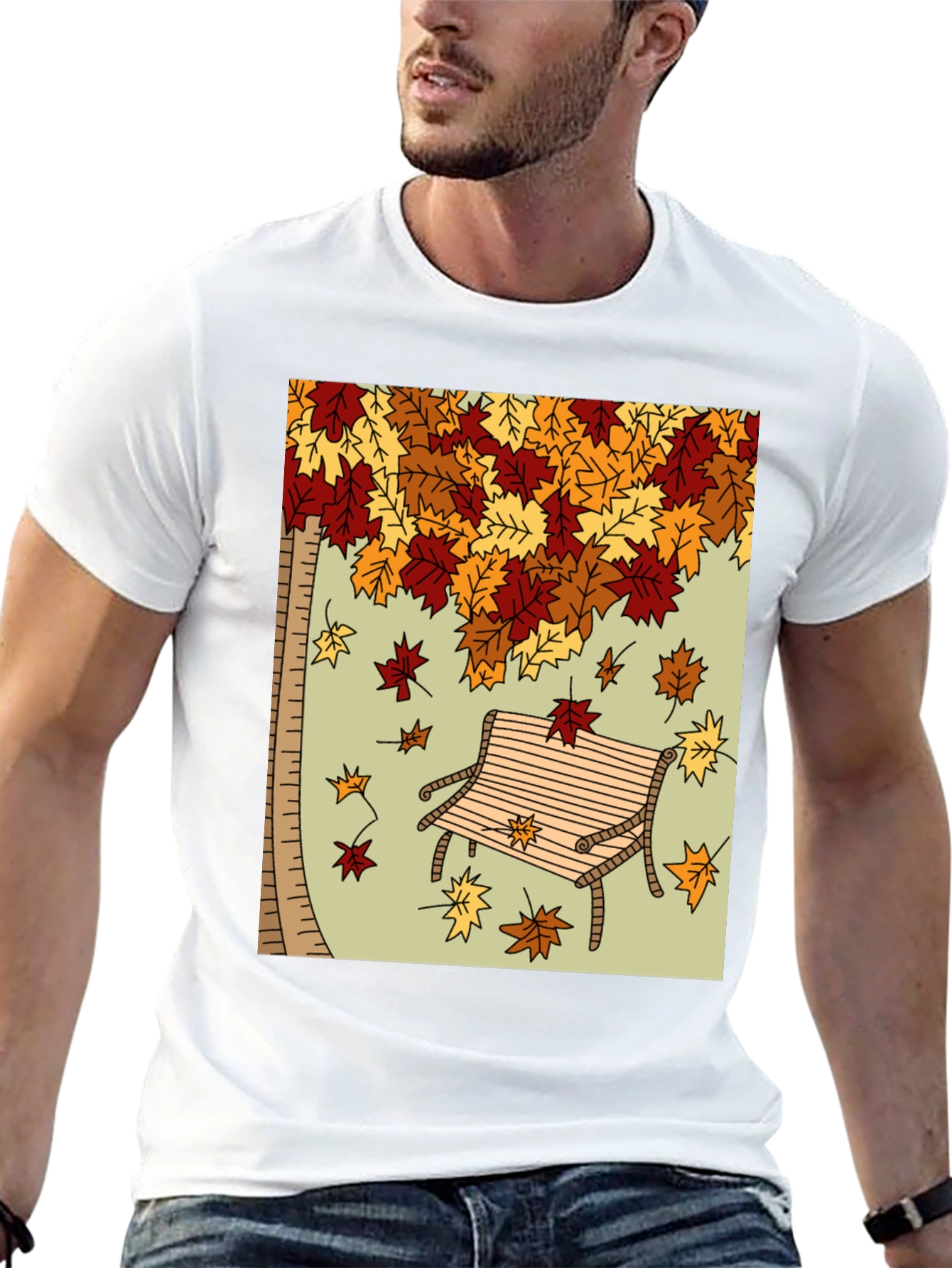 Autumn Leaves Bench Graphic Tee