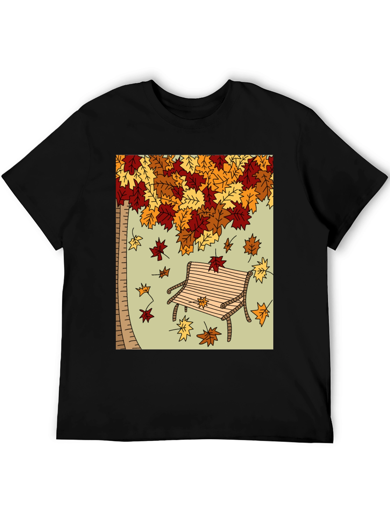 Autumn Leaves Bench Graphic Tee