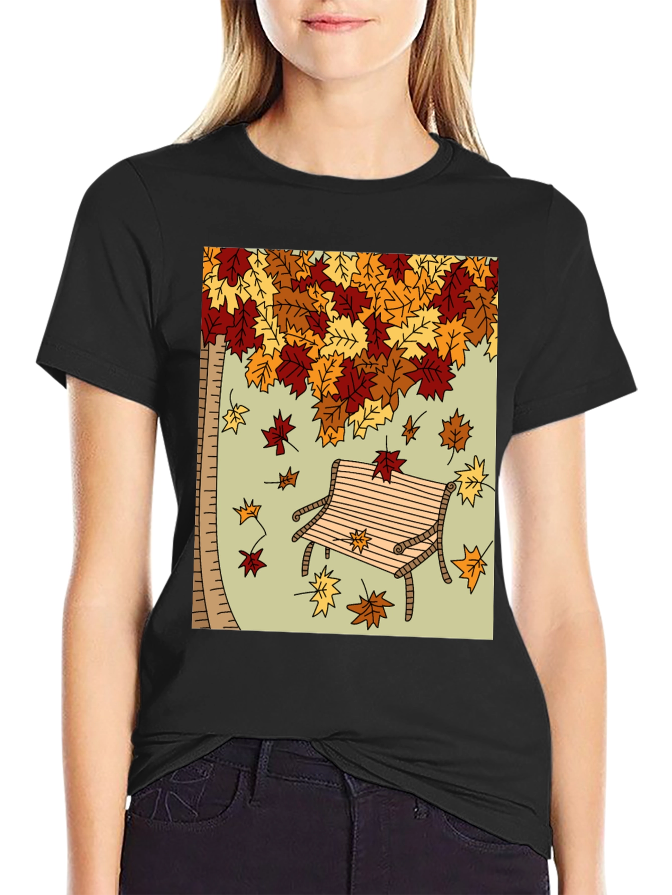 Autumn Leaves Bench Graphic Tee