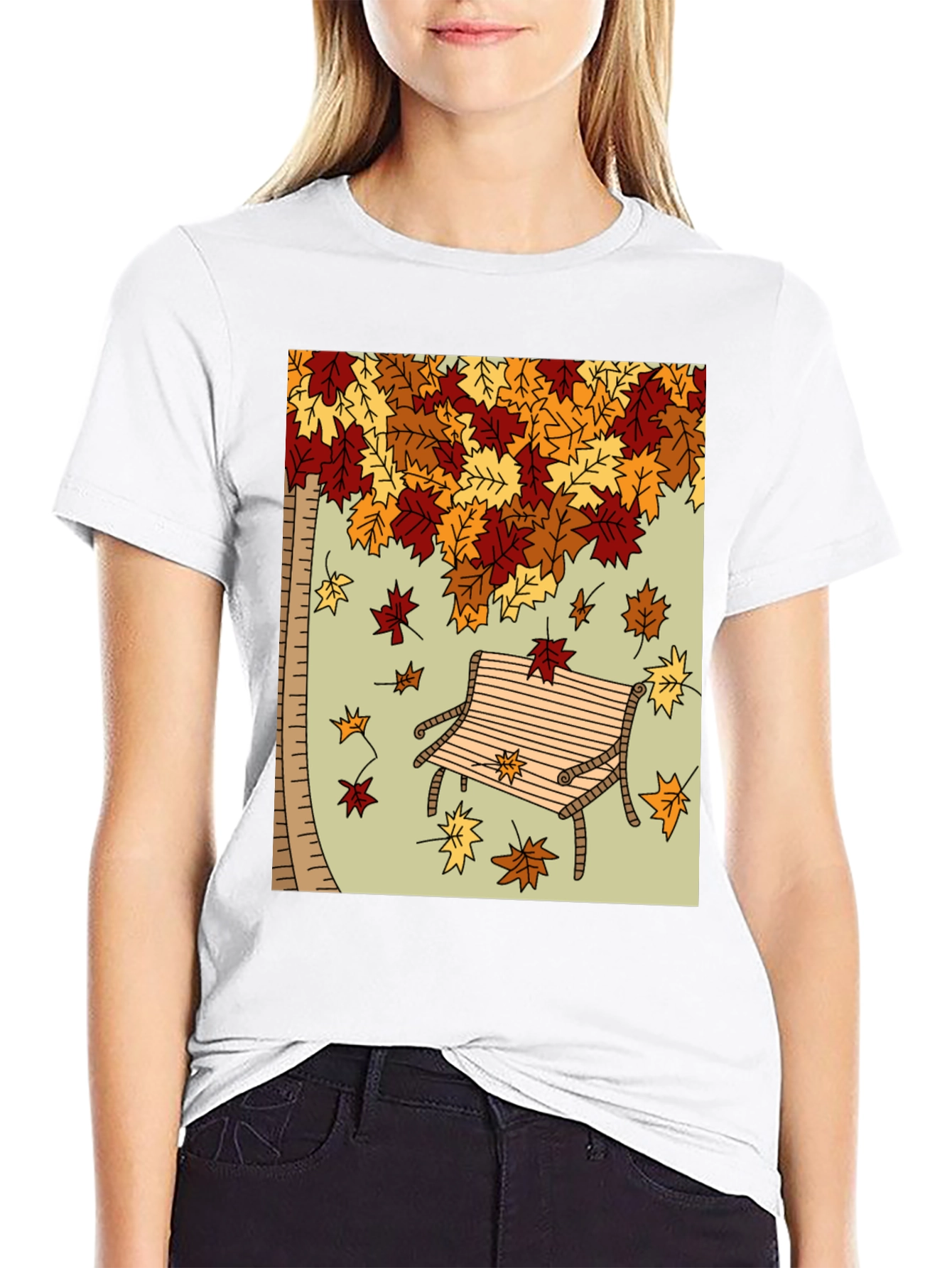Autumn Leaves Bench Graphic Tee