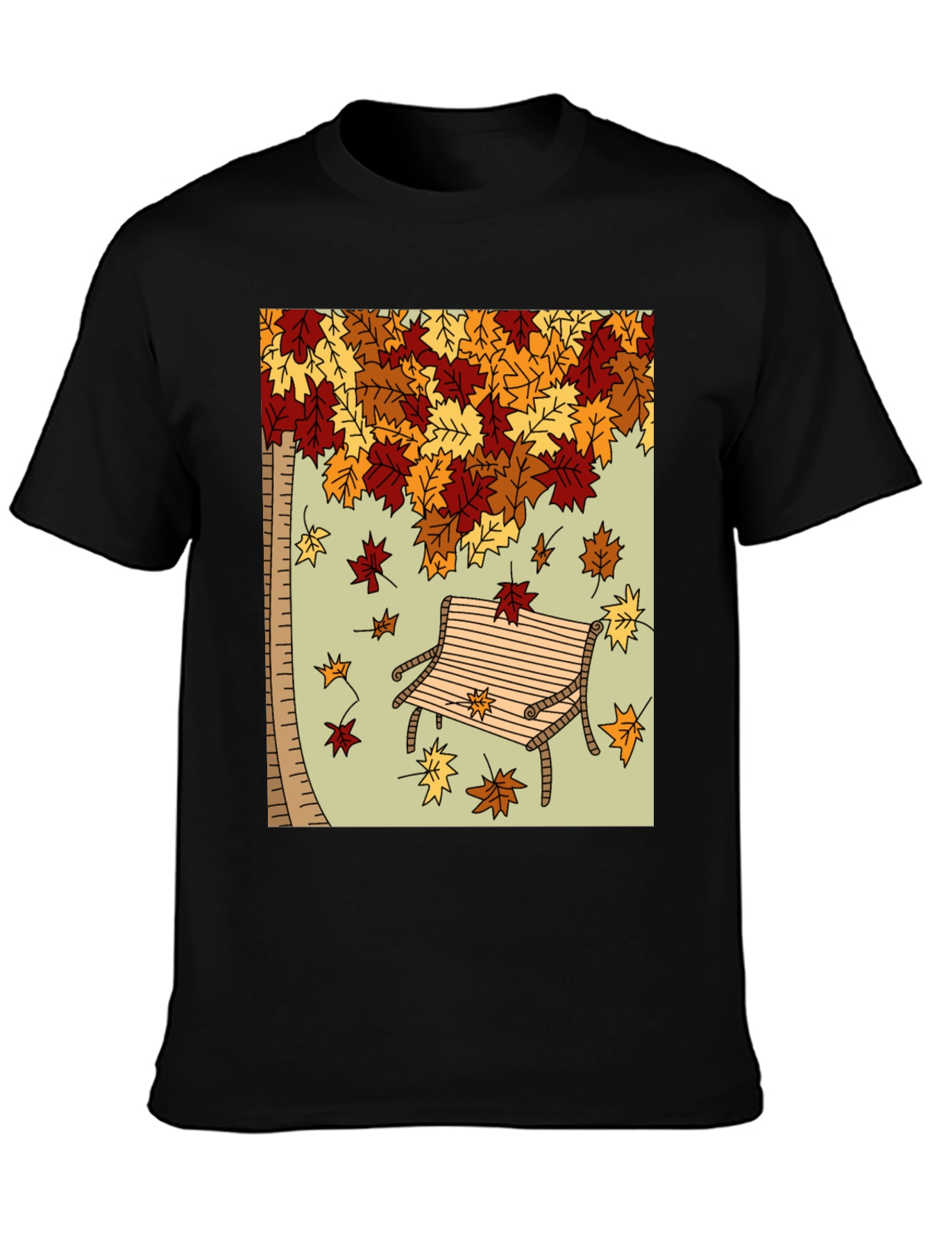 Autumn Leaves Bench Graphic Tee
