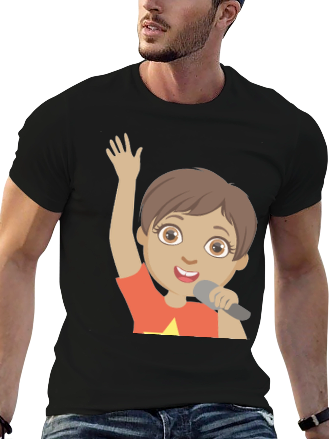 Cartoon Character Graphic Print Black T-Shirt