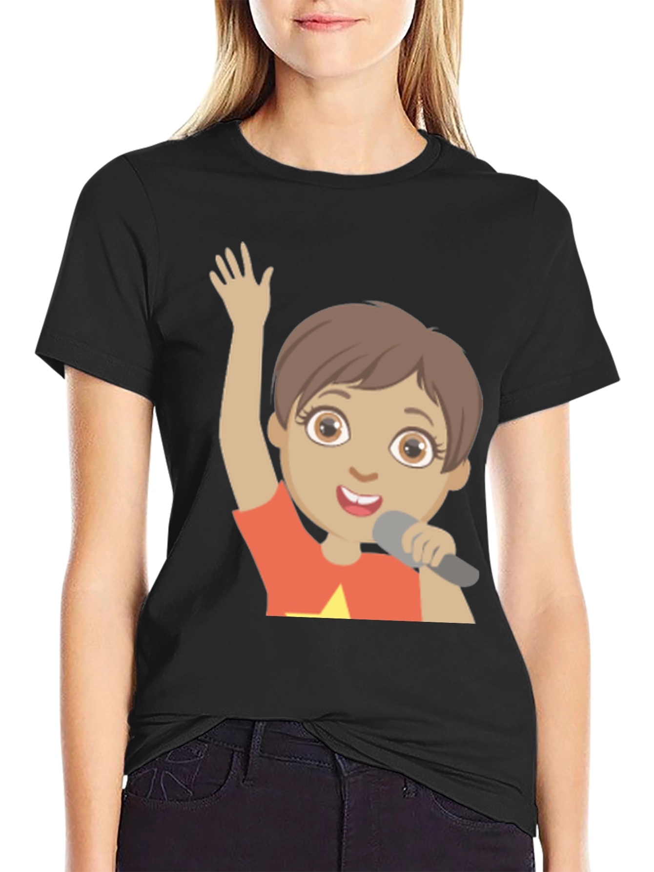 Cartoon Character Graphic Print Black T-Shirt