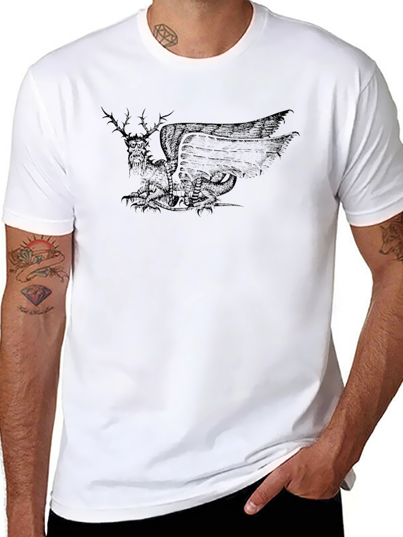 Mythical Creature Graphic Tee - Mens Black T-Shirt