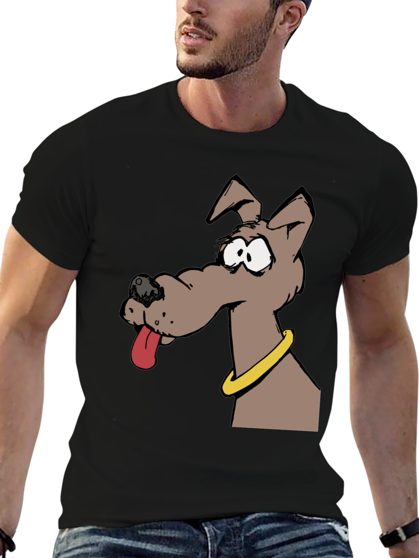 Cartoon Dog Graphic Tee - Unisex Black T-Shirt