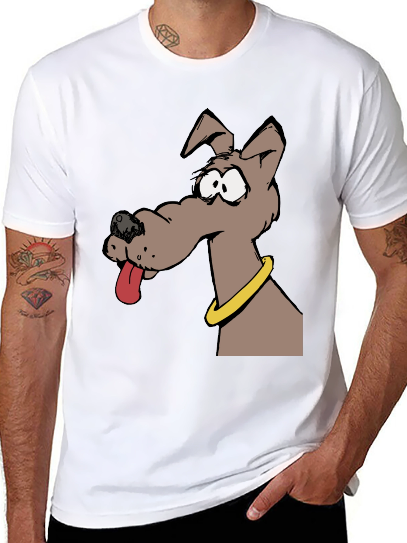 Cartoon Dog Graphic Tee - Unisex Black T-Shirt