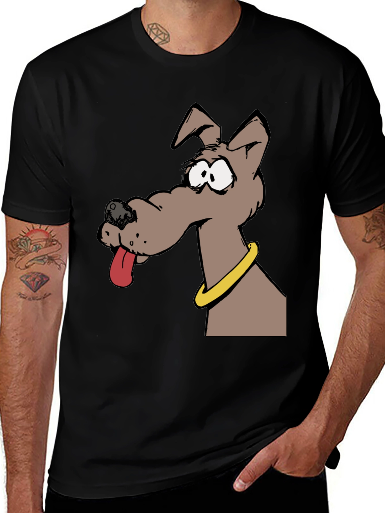 Cartoon Dog Graphic Tee - Unisex Black T-Shirt