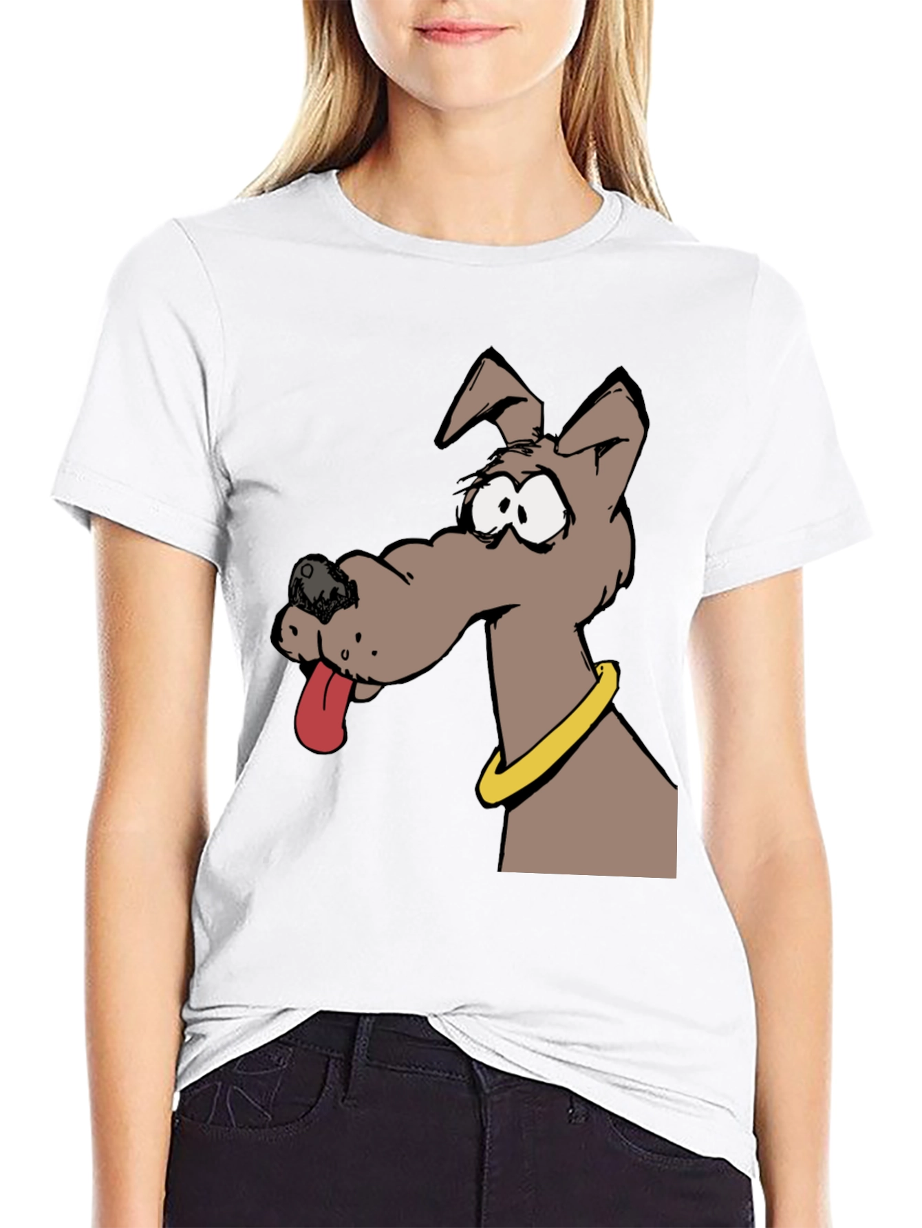 Cartoon Dog Graphic Tee - Unisex Black T-Shirt