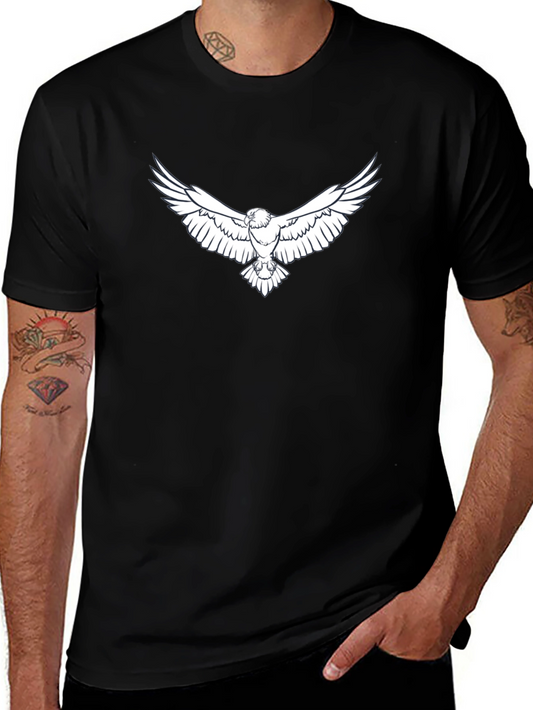 Mens Black T-Shirt with Eagle Graphic