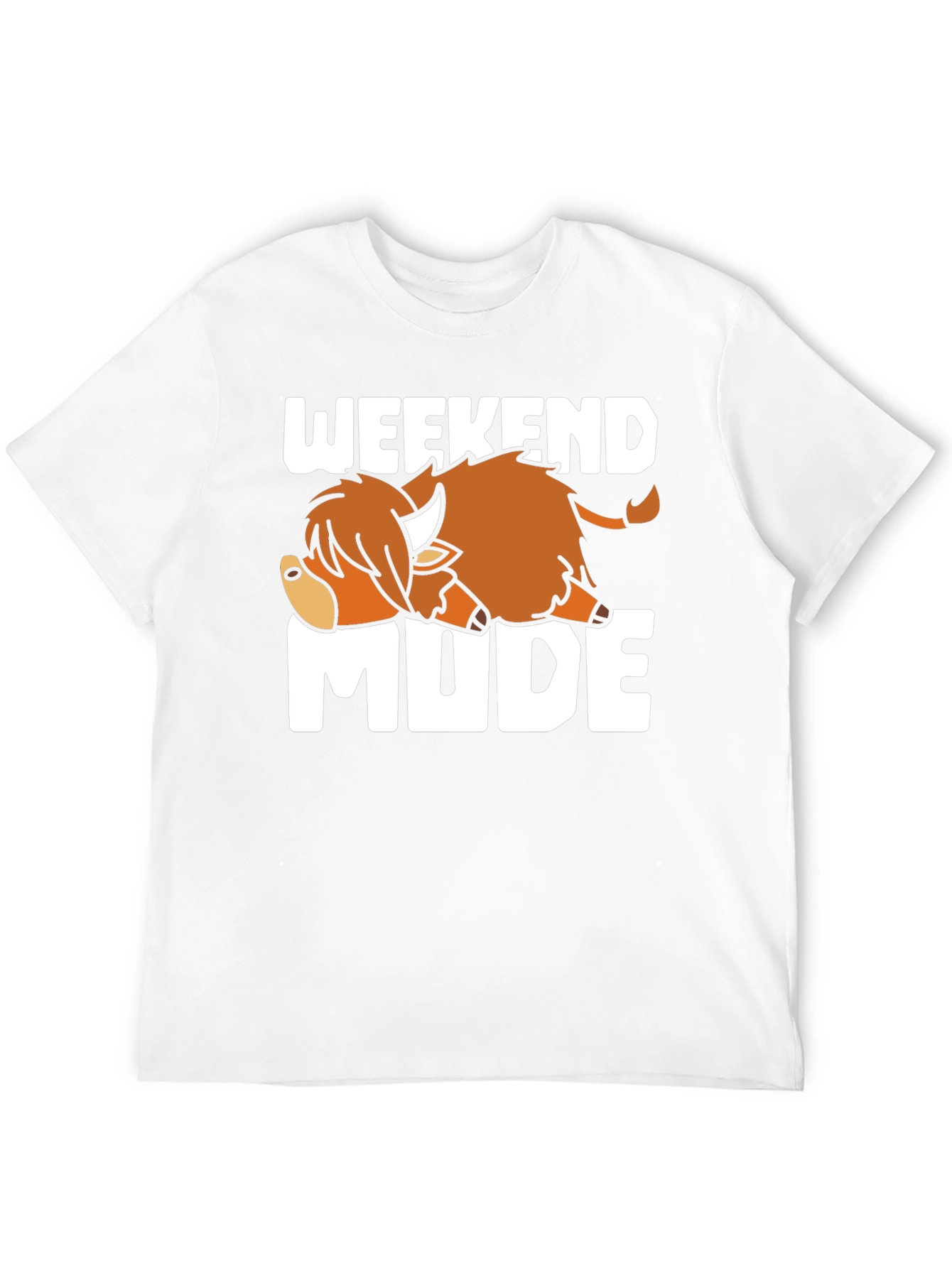 Weekend Mode T-Shirt Relaxed Highland Cow Tee
